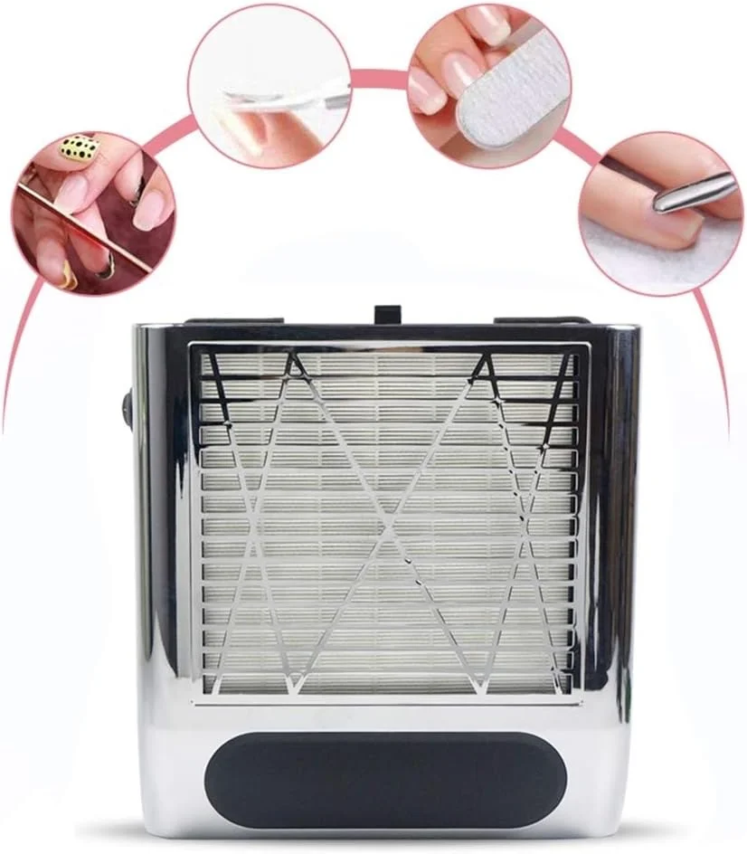 دستگاه جمع کننده گرد و غبار ناخن FURLOU 80W، مکنده برقی قدرتمند با فیلتر ضد ریزش، مناسب برای تکنسین های حرفه ای ناخن و سالن های آرایشی، نقره ای