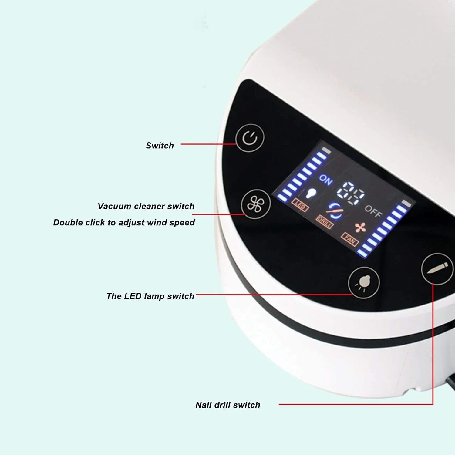 دستگاه تمیز کننده گرد و غبار ناخن 230 وات هوشمند 2 در 1 با دریل ناخن و جمع کننده گرد و غبار با پوشش پلاستیکی 100-240 ولت (آمریکا)