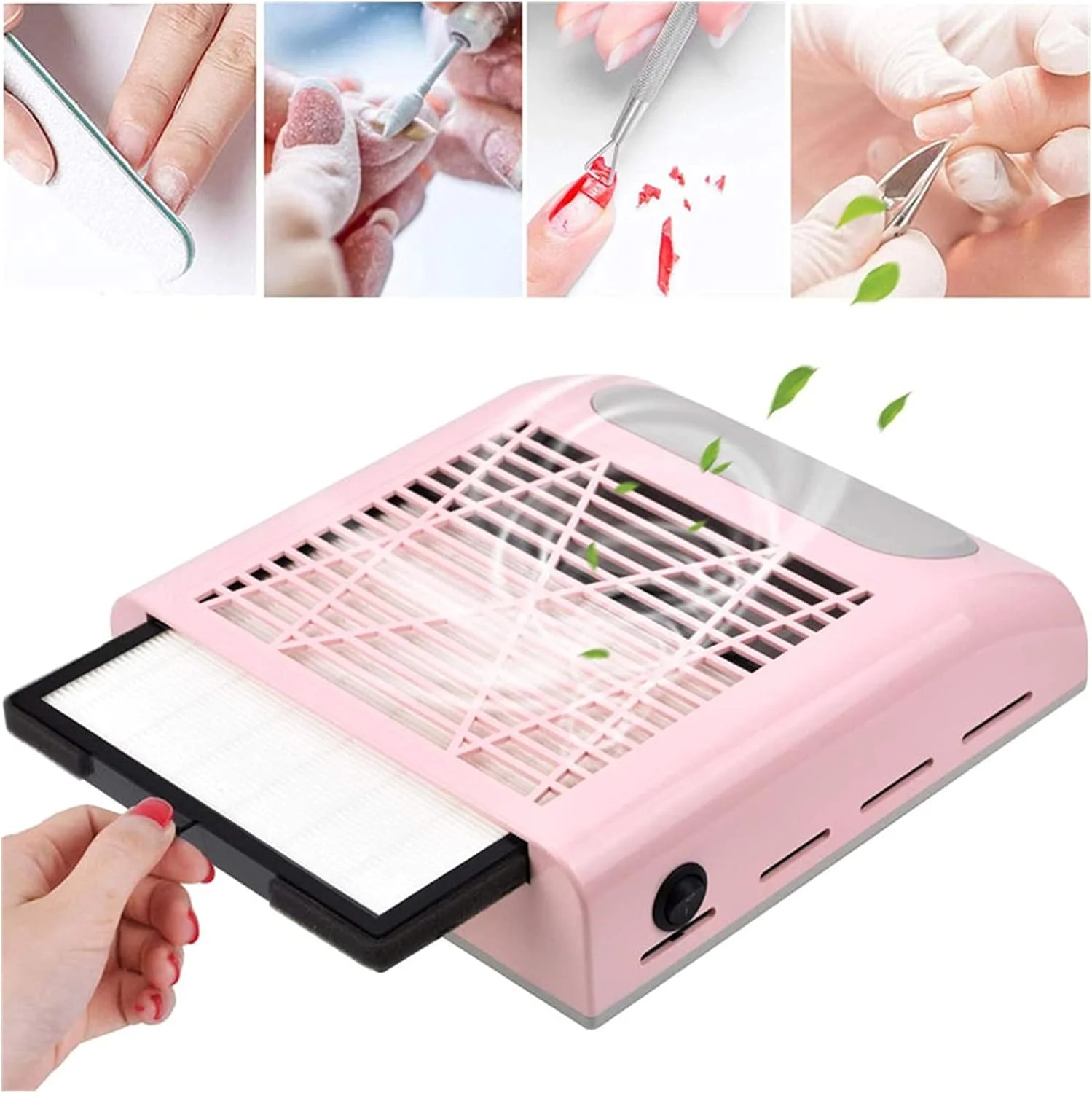 دستگاه جمع کننده گرد و غبار ناخن 80 وات، ابزار مانیکور با مکش قوی (رنگ: سفید)