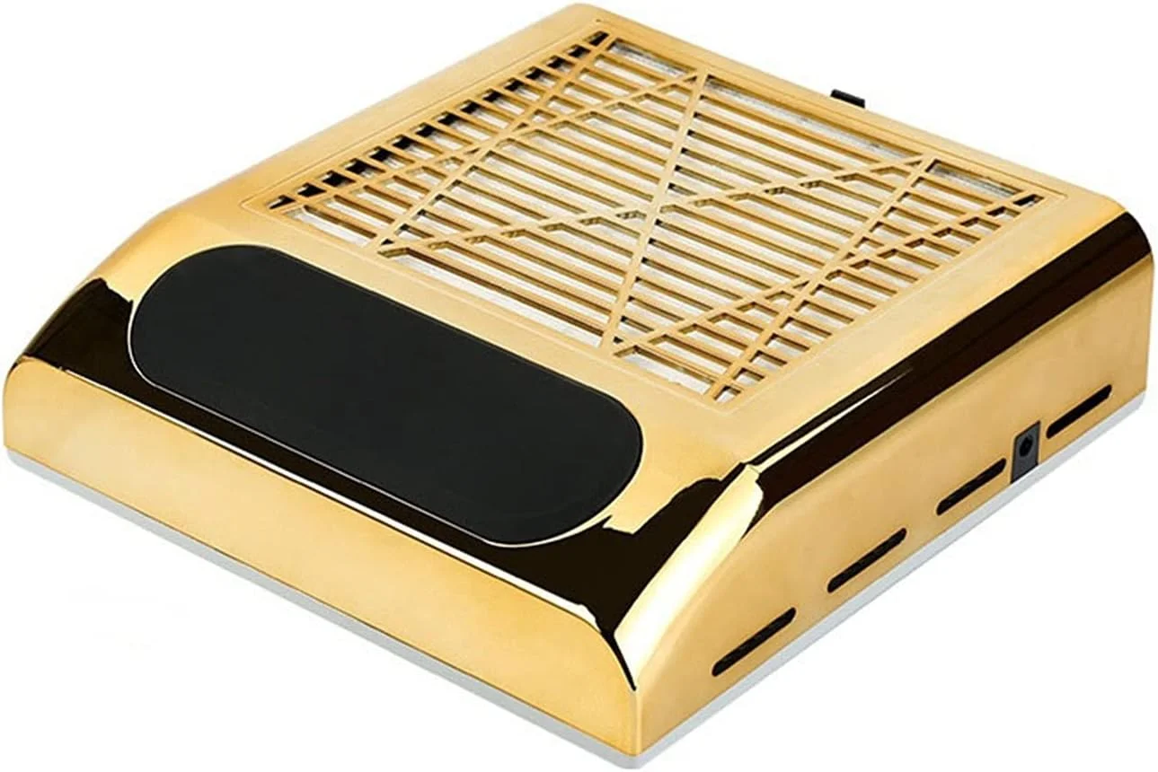دستگاه مکنده گرد و غبار ناخن FURLOU 80W، ابزار مانیکور با قدرت بالا و فیلتر (رنگ: طلایی)
