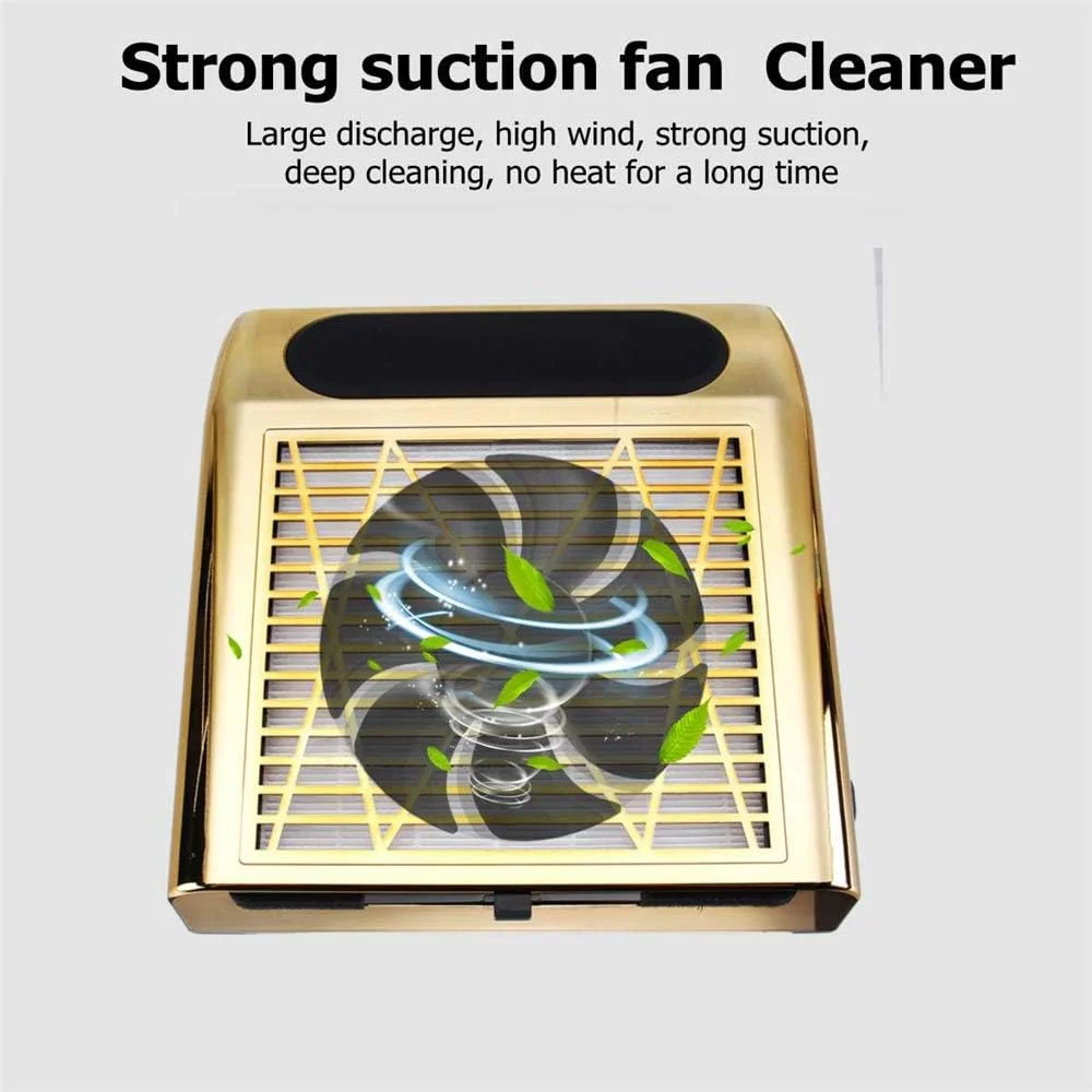 دستگاه جمع کننده گرد و غبار ناخن TISTIK 80W، مکنده برقی قدرتمند با فیلتر ضد ریزش، مناسب برای تکنسین های ناخن، سالن های حرفه ای و هنر ناخن، طلایی