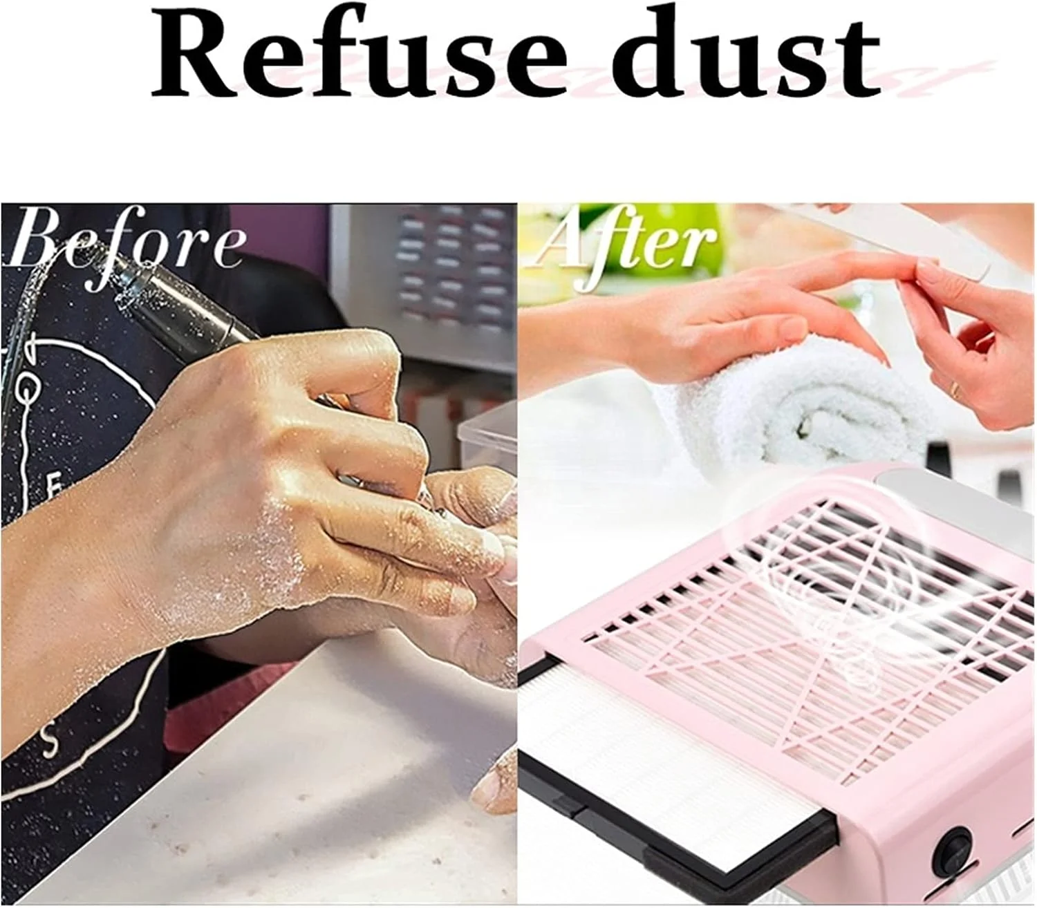 دستگاه جمع کننده گرد و غبار ناخن TISTIK 80W برای ناخن های اکریلیک، دستگاه مکنده رومیزی مانیکور، مکش قوی، دستگاه تمیز کننده ناخن (رنگ: سفید 2 فیلتر)