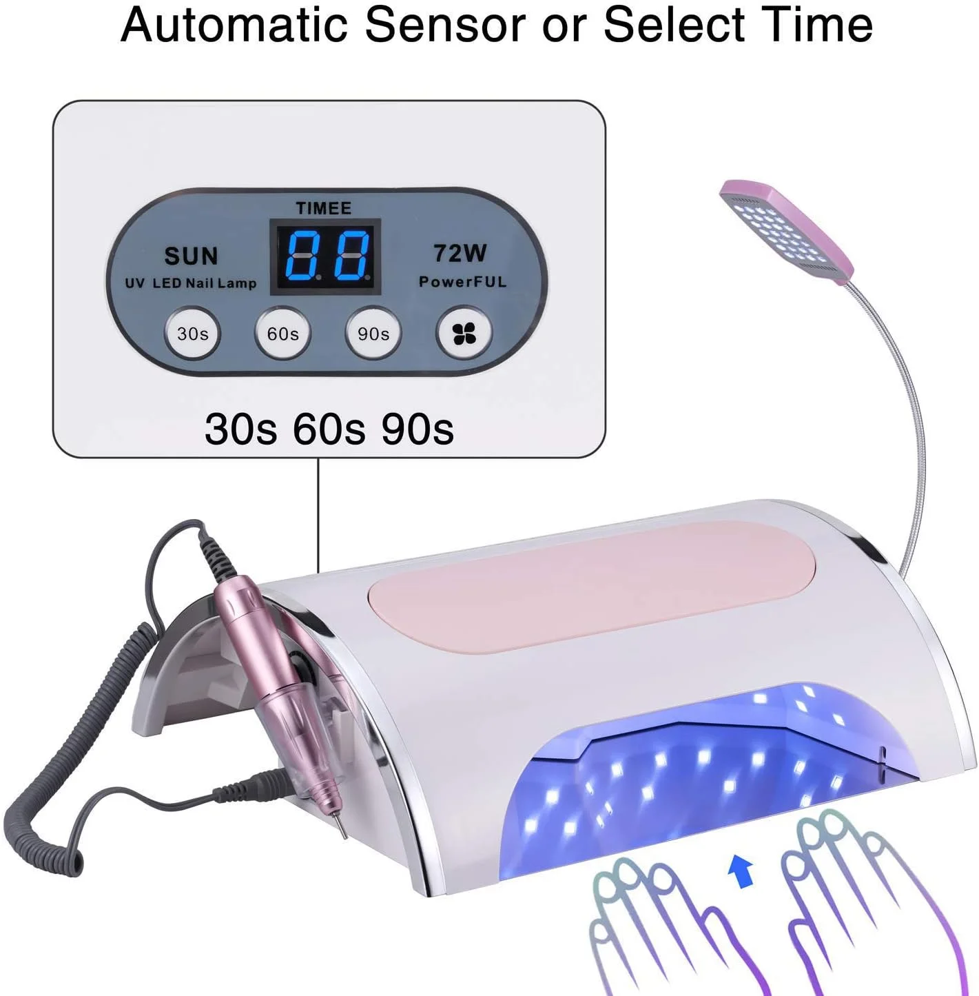دستگاه چندکاره ناخن 4 در 1، دستگاه پولیش برقی ناخن، جمع کننده گرد و غبار، لامپ خشک کن ناخن UV LED 25000 دور در دقیقه، کیت ابزار مانیکور و طراحی ناخن