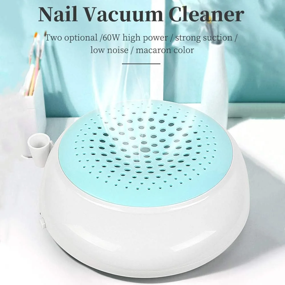 دستگاه مکنده گرد و غبار ناخن 60 واتی تمکین، فن برقی قوی با قابلیت تنظیم سرعت، ابزار جمع کننده گرد و غبار و خشک کننده برای ناخن های ژلیش، اکریلیک و چسب، آبی