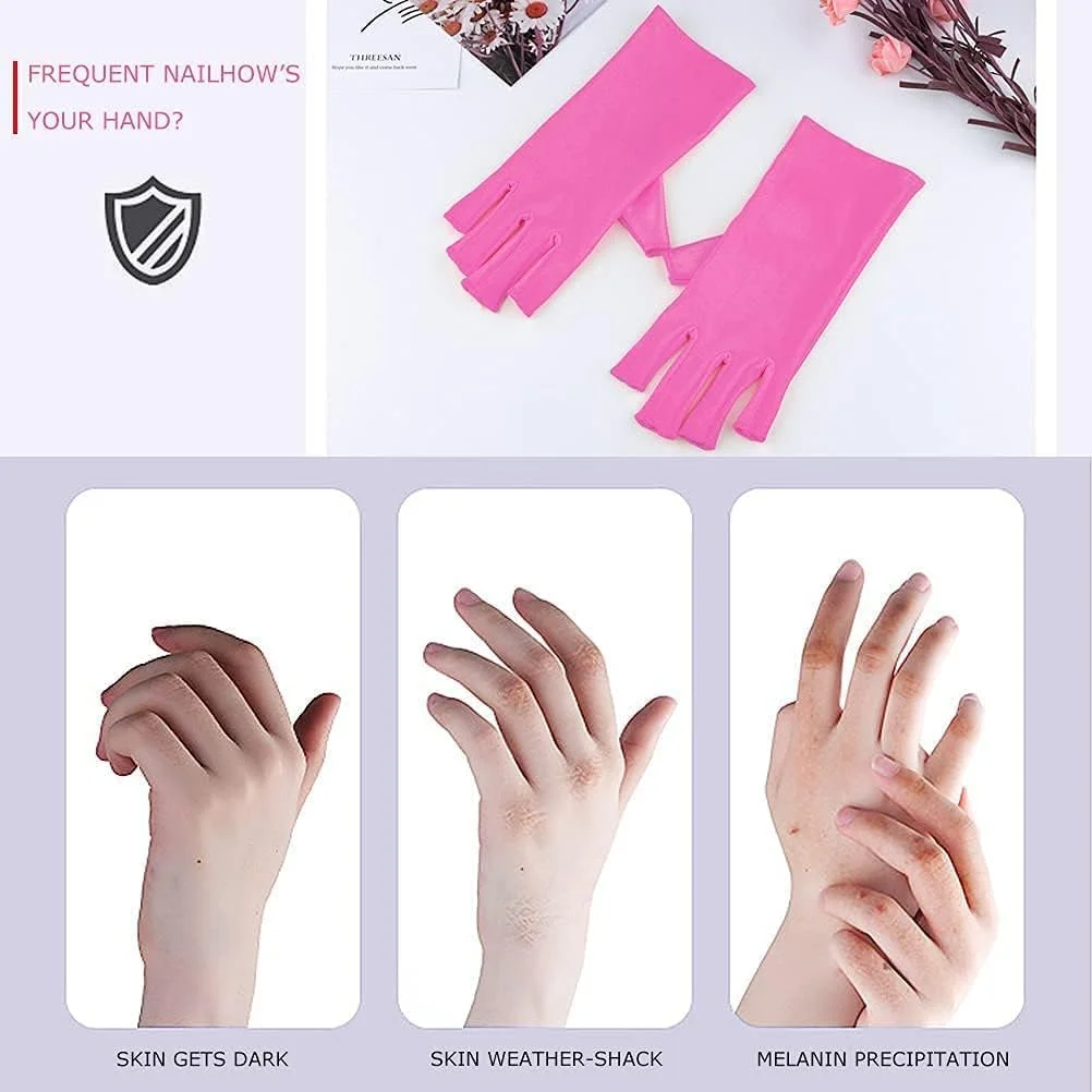یک جفت دستکش محافظ UV برانسون، مناسب برای استفاده هنگام خشک کردن لاک ژل، بدون انگشت، محافظت از دست ها در برابر نور UV دستگاه مانیکور