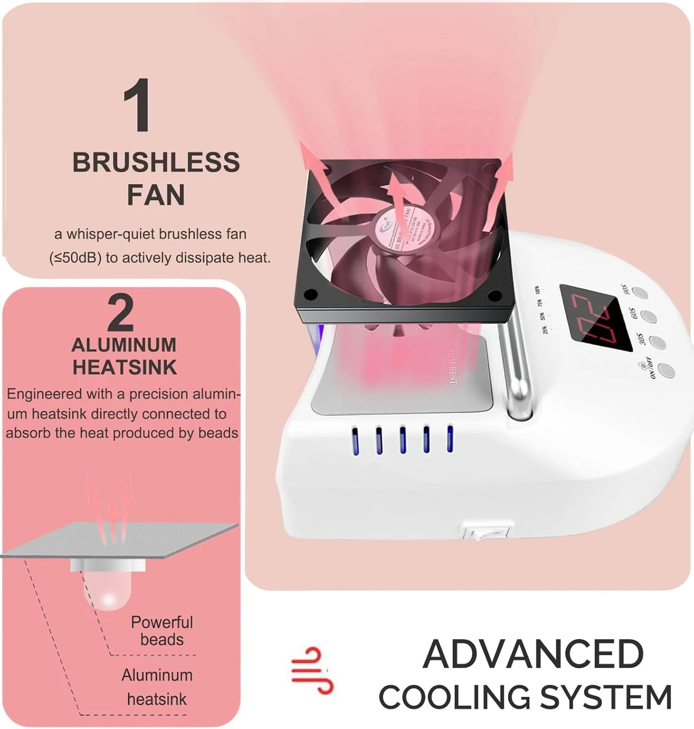 چراغ ناخن ال ای دی یو وی بی سیم، خشک کن حرفه ای ناخن برای ژل ناخن، چراغ ناخن برای ژل اکریلیک، چراغ فر کننده برای سالن زیبایی (سفید)