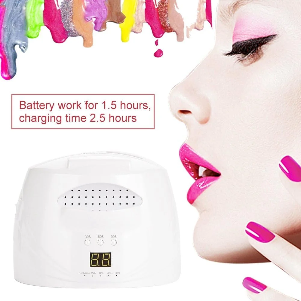 دستگاه خشک کن ناخن بی سیم 48 وات، خشک کن لاک ناخن قابل شارژ، دستگاه خشک کن لاک ناخن LED UV (آمریکا)