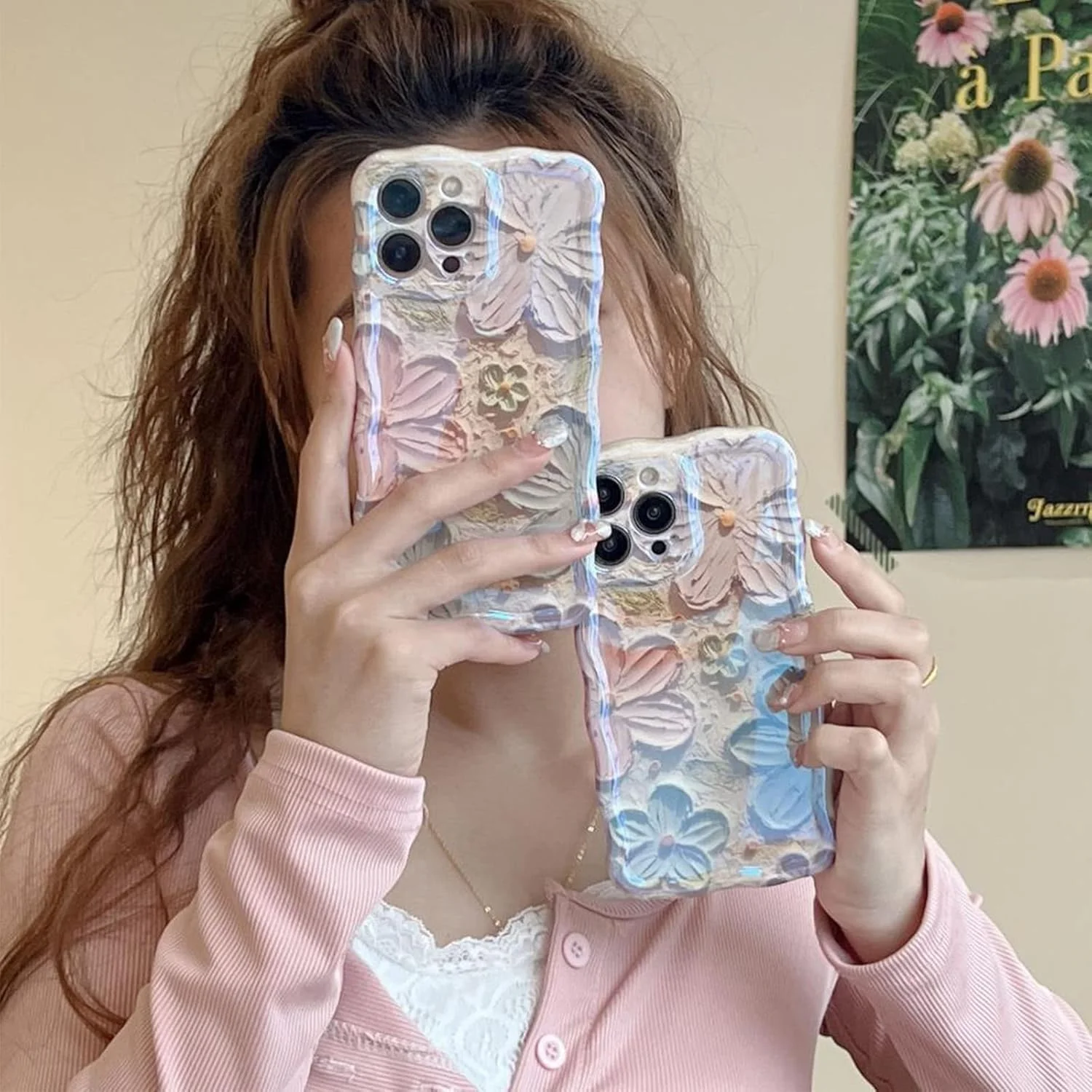 قاب گوشی طرح نقاشی رنگ روغن رنگارنگ، قاب گوشی طرح گل، مناسب برای آیفون 14/13/12/11 پرو مکس (C، برای آیفون 14)