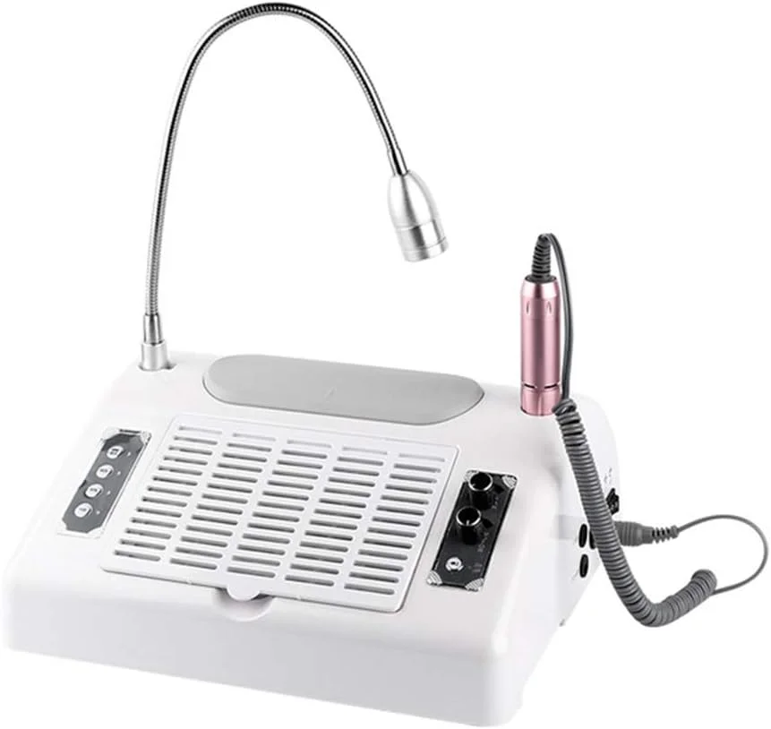 ابزار ناخن برقی چندکاره 4 در 1 با قدرت بالا، شامل خشک کن ناخن، دستگاه دریل ناخن، جمع کننده گرد و غبار طراحی ناخن و چراغ LED برای خشک کردن ژل ناخن، مانیکور، پدیکور و پولیش