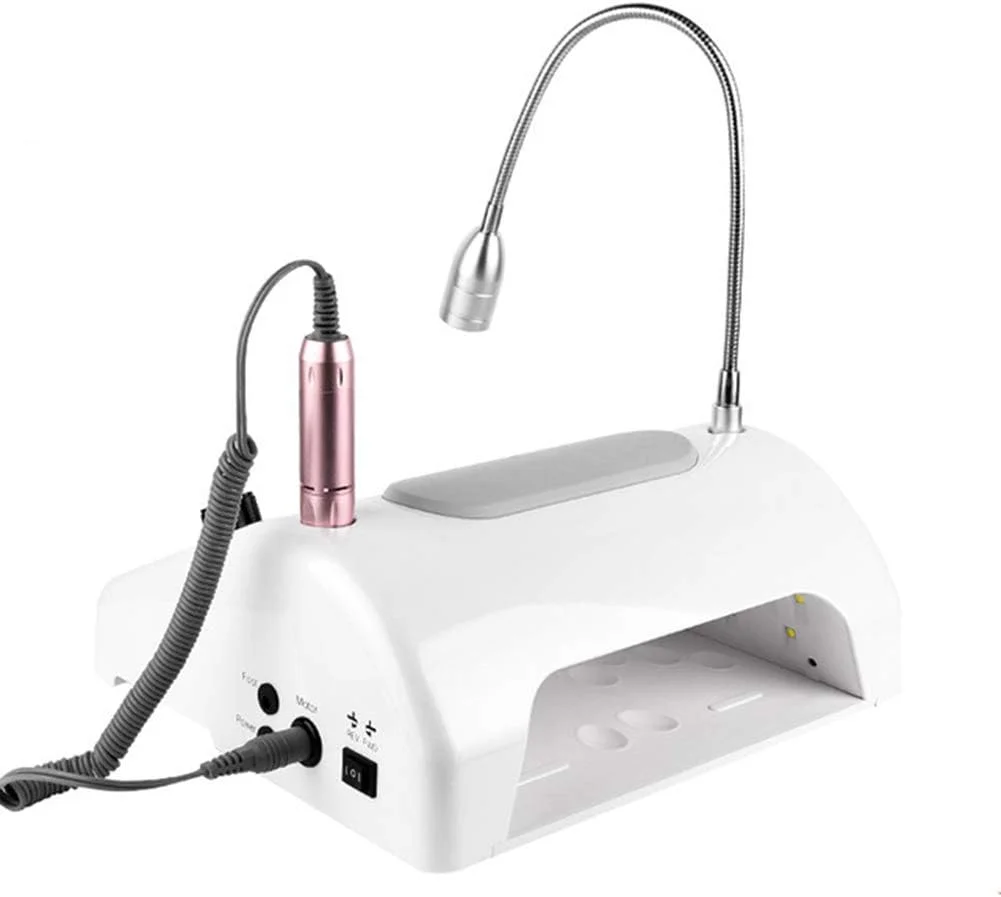 ابزار ناخن برقی چندکاره 4 در 1 با قدرت بالا، شامل خشک کن ناخن، دستگاه دریل ناخن، جمع کننده گرد و غبار طراحی ناخن و چراغ LED برای خشک کردن ژل ناخن، مانیکور، پدیکور و پولیش