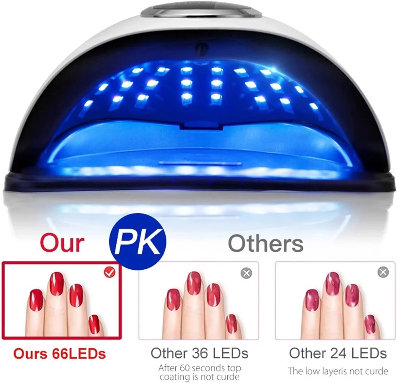 دستگاه خشک کن لاک ناخن LOCZEK، لامپ LED UV برای خشک کردن لاک ژل ناخن با حسگر حرکتی، لامپ حرفه ای برای مانیکور سالن، لامپ UV-LED ناخن (رنگ: Sun X10 Max، سایز: 1)