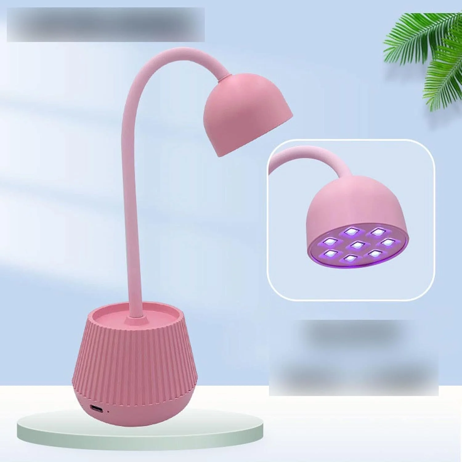 چراغ ژلی کوچک لوتوس VIZCO صورتی با 8 ال ای دی 24 واتی، چراغ رومیزی USB تاشو، خشک کننده سریع لاک ژل، ابزار هنری مانیکور