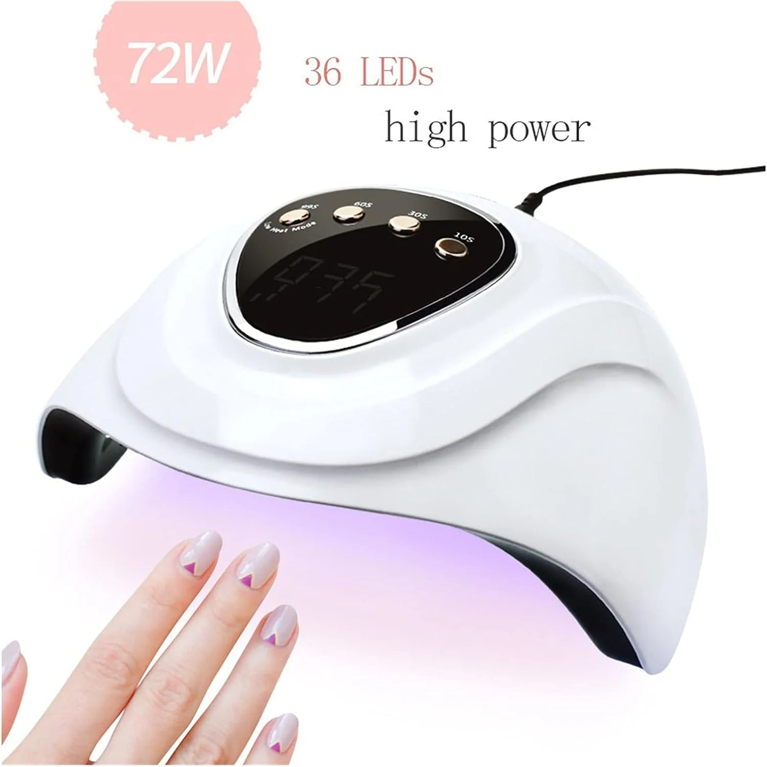 دستگاه خشک کن لاک ناخن UV LED مدل FURLOU با توان 72 وات و 36 عدد لامپ LED، مناسب برای خشک کردن انواع لاک ژل و طراحی ناخن