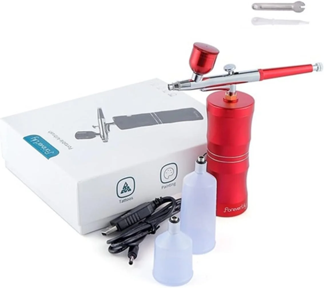 کیت کمپرسور ایربراش مینی REHOOF با قلم اسپری 0.3 میلی‌متری، انژکتور اکسیژن برای هنر ناخن، نقاشی، کاردستی، کیک، نانو میست اسپری برای هنر ناخن موقت، ماشین و سرگرمی (رنگ :