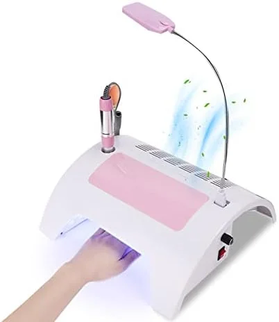 دستگاه 5 در 1 جمع کننده گرد و غبار ناخن با دریل، دستگاه برقی چند منظوره دریل ناخن با مکنده گرد و غبار، چراغ رومیزی LED و بالشتک استراحت دست برای ناخن های اکریلیک (US)