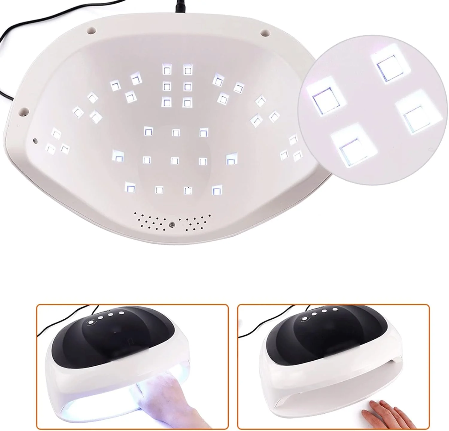 لامپ ژلی وانام 72 وات، خشک کن ناخن بزرگ، چراغ ال ای دی، تایمر خشک کردن، سنسور، نمایشگر ال ای دی برای هنر ناخن