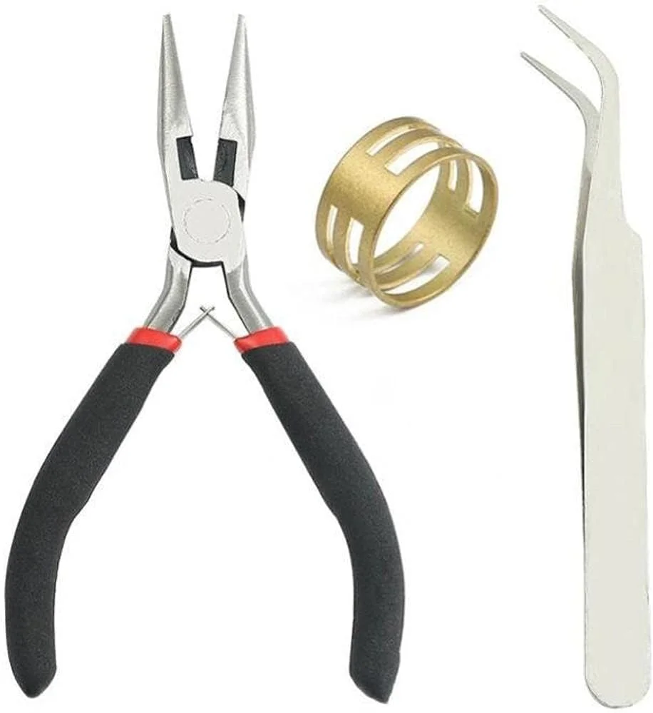 ست 3 عددی ابزار تعمیر جواهرات، ست ابزار مهره‌زنی، انبردست، حلقه مسی، ست لوازم جانبی جواهرات DIY برای تعمیر دستبند و گردنبند