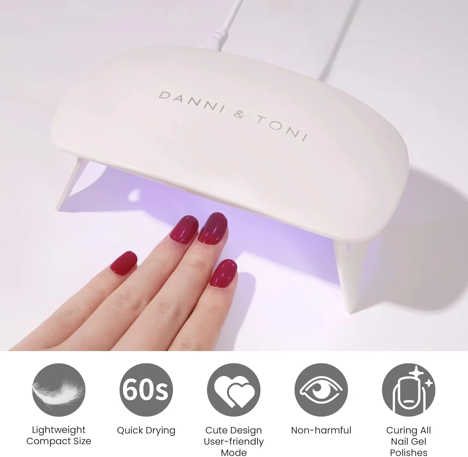 دستگاه خشک کن لاک ناخن UV LED دنی و تونی با تایمر 60 ثانیه، مناسب برای لاک های ژلی (مدل جدید)