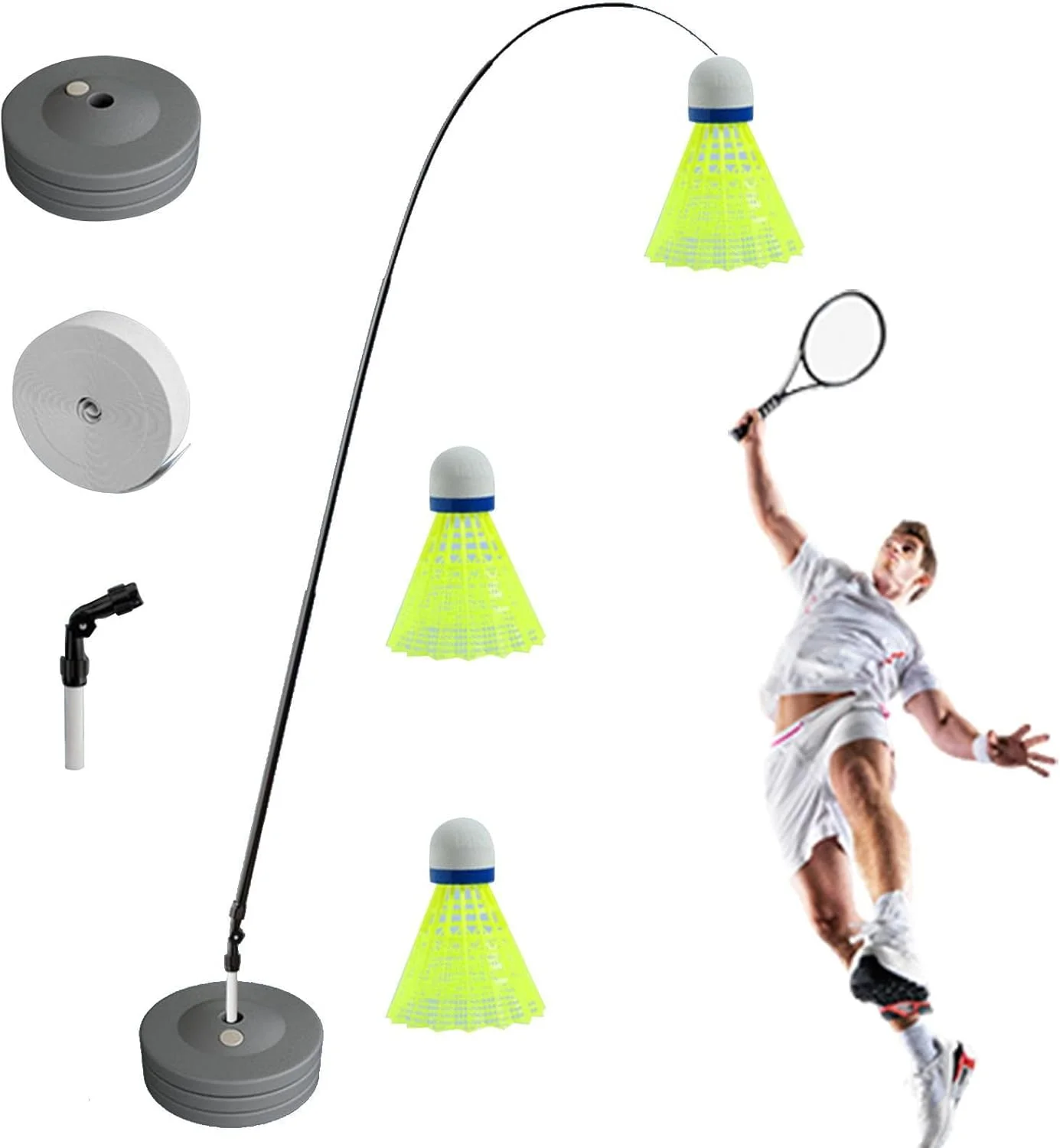 تمرین بدمینتون تک نفره، تمرین دهنده ریباند تک نفره بدمینتون | تمرین دهنده بدمینتون قابل حمل با هدیه پایه برای خانواده و دوستان تمرین بدمینتون تک نفره، تمرین دهنده ریباند تک نفره بدمینتون | تمرین دهنده بدمینتون قابل حمل با هدیه پایه برای خانواده و دوستان