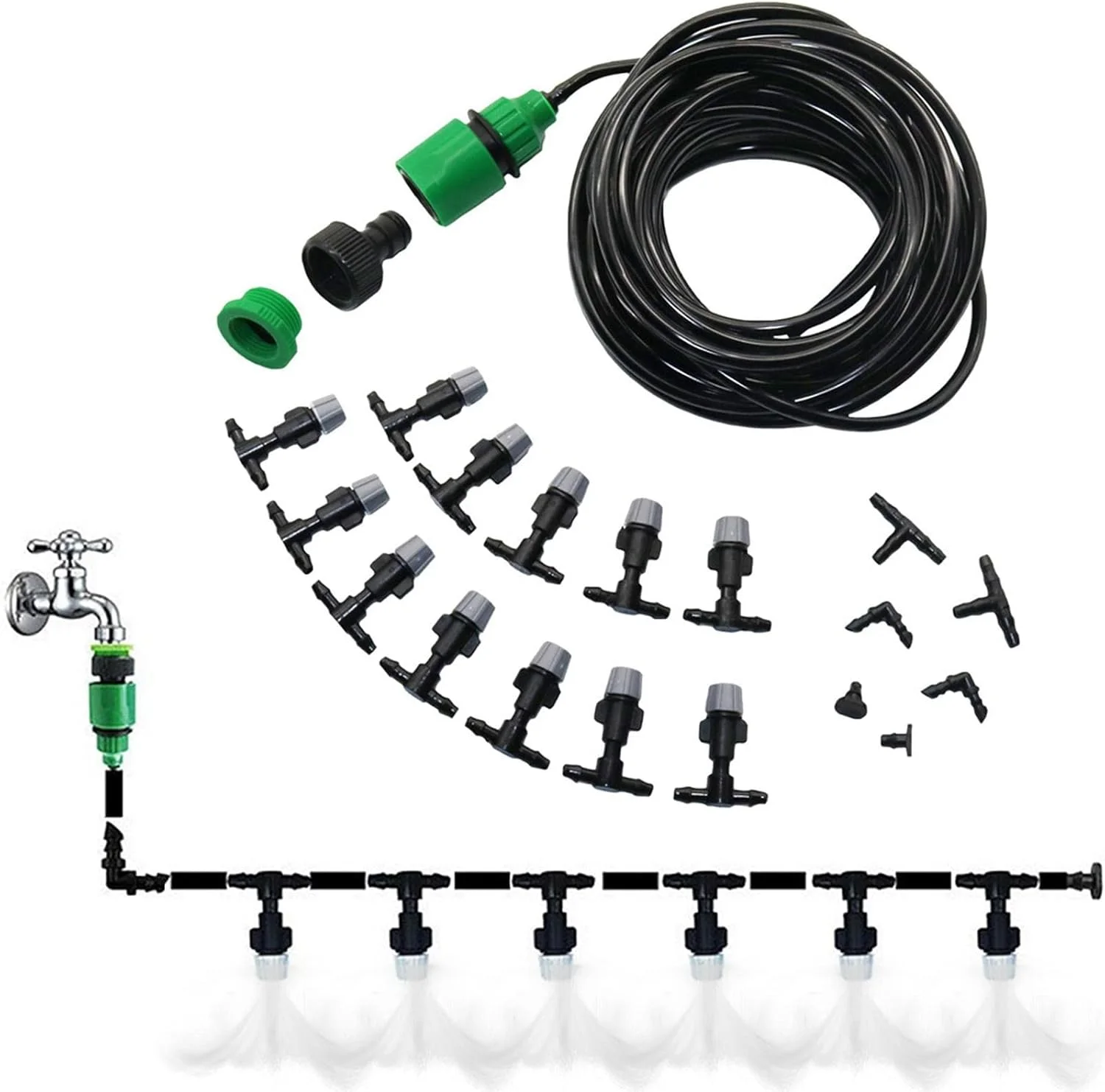سیستم آبیاری قطره ای - سیستم آبیاری قطره ای DIY برای باغبانی در بسترهای مرتفع، کیت آبیاری قطره ای گلخانه ای سیستم آبیاری اتوماتیک برای گیاهان پاسیو