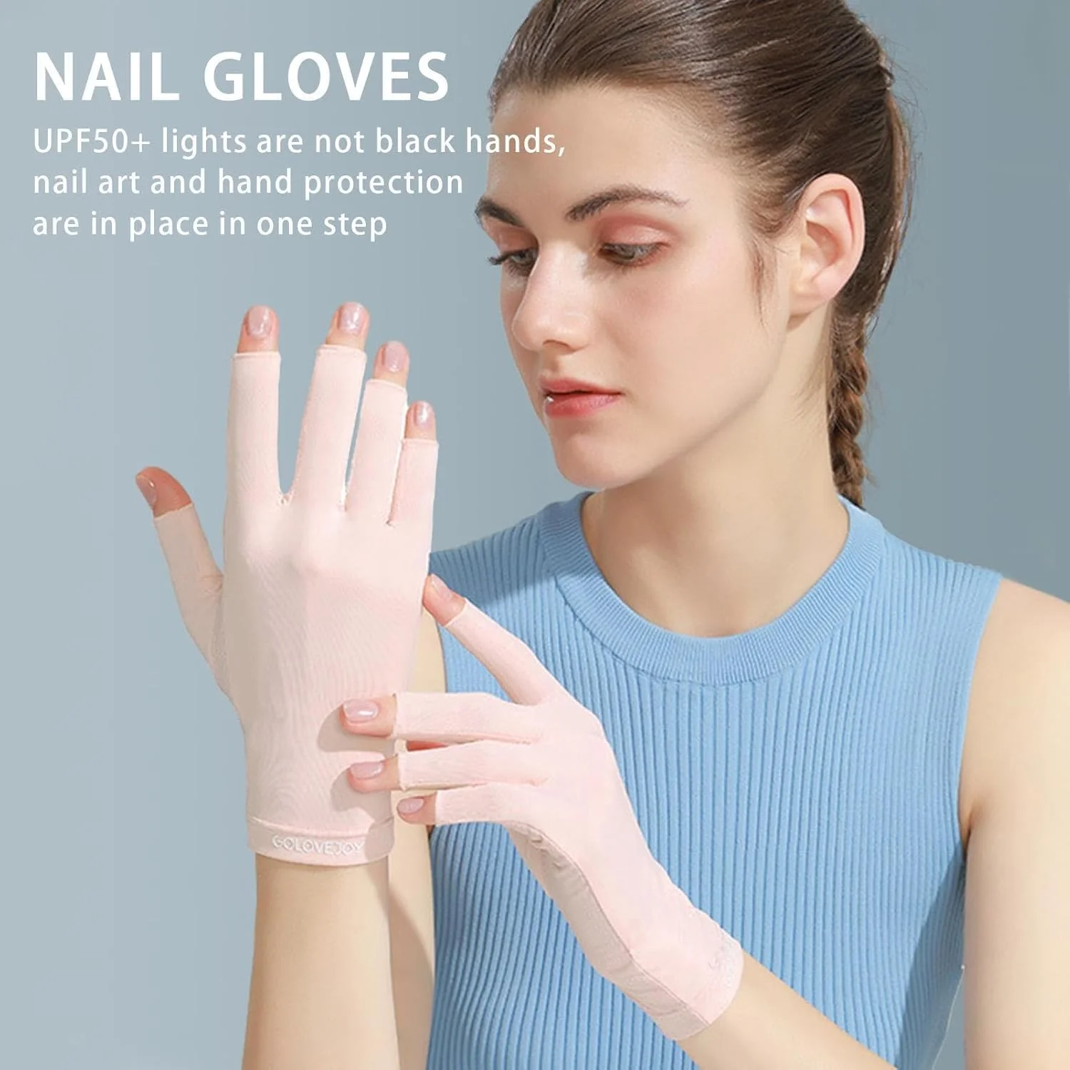دستکش ضد آفتاب، دستکش های بدون انگشت نور UV - دستکش های ژلی بدون انگشت حاوی اسید هیالورونیک، ضد آفتاب، مناسب پوست، تنفس پذیر و با کشسانی بالا