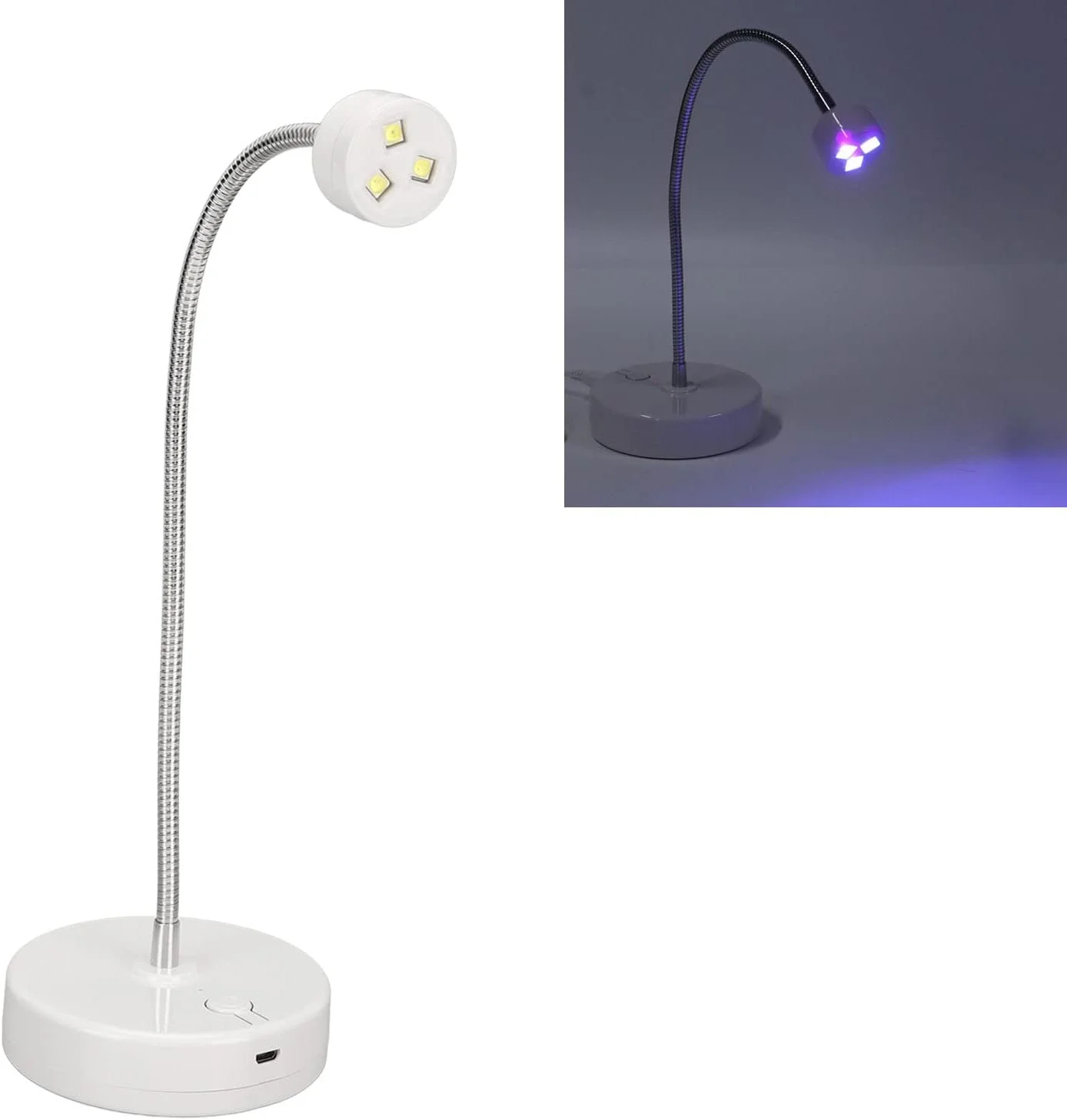 چراغ LED گردن غازی ناخن، خشک کن حرفه ای ناخن با گردن غازی و نور فرابنفش قابل تنظیم با 3 تراشه نوری برای منزل