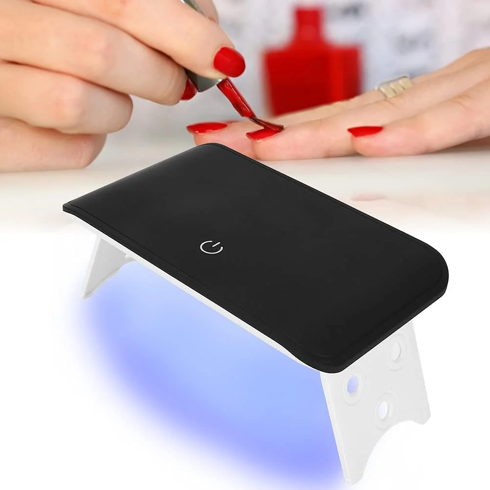 لامپ ناخن LED تاشو UV، خشک کن ناخن LED با نور UV قابل حمل 24 وات، لامپ خشک کننده برای لاک ژل های ناخن دست و پا با سنسور (مشکی)