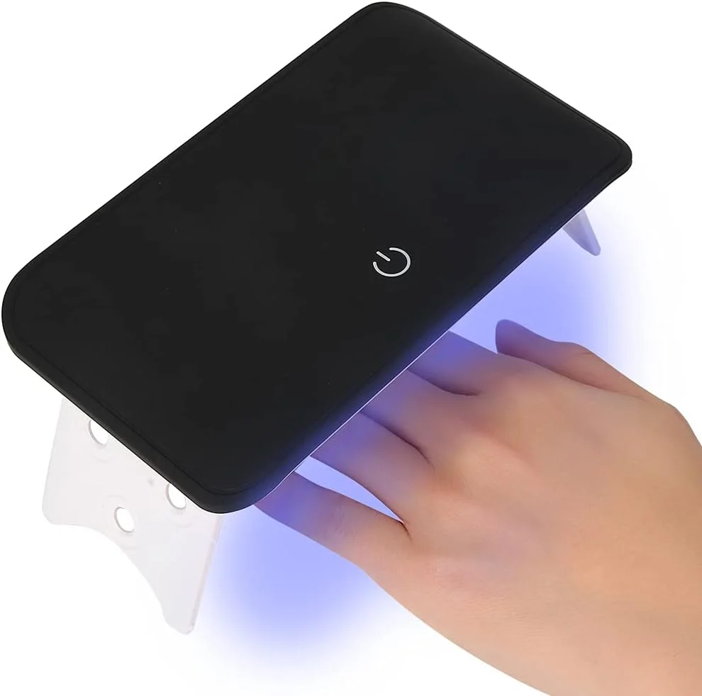 لامپ ناخن LED تاشو UV، خشک کن ناخن LED با نور UV قابل حمل 24 وات، لامپ خشک کننده برای لاک ژل های ناخن دست و پا با سنسور (مشکی)