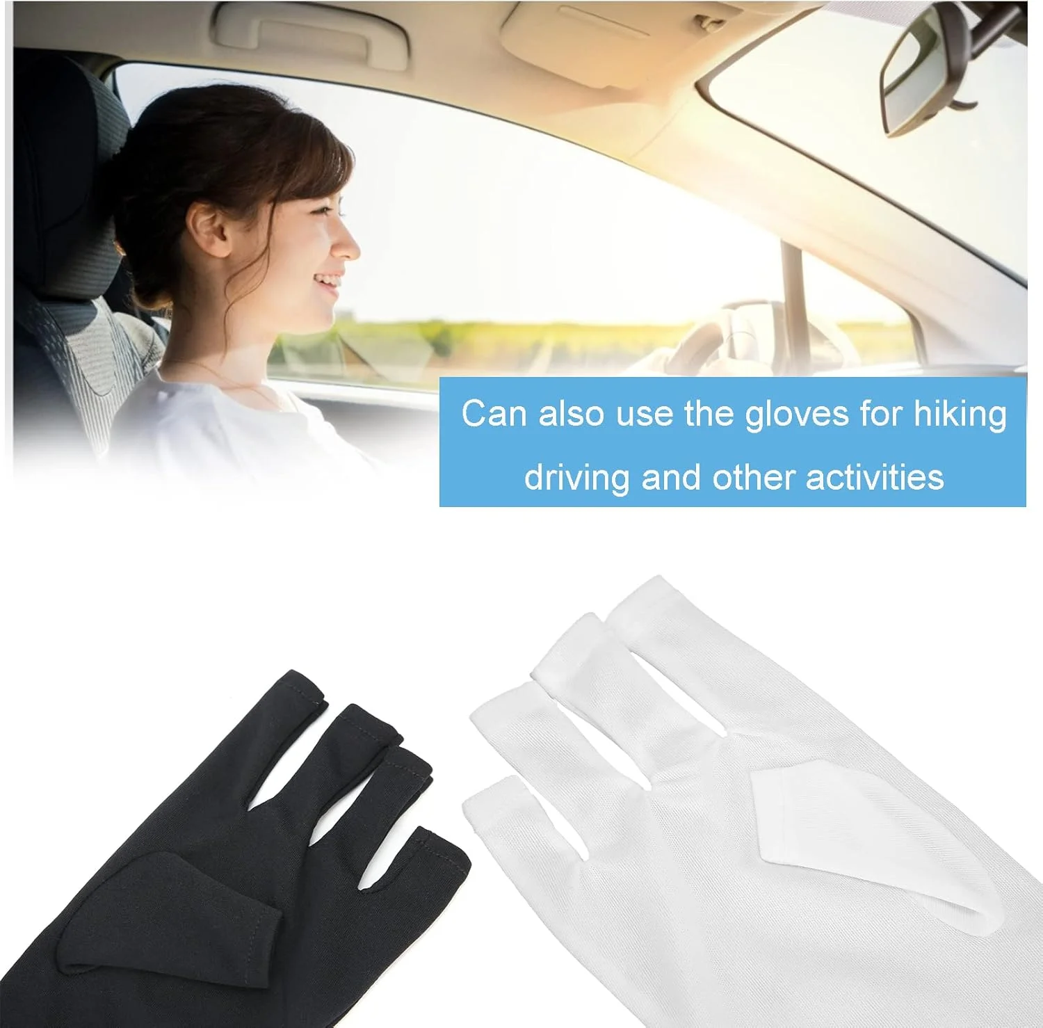 یک جفت دستکش ضد اشعه ماوراء بنفش، دستکش محافظ ناخن در برابر اشعه ماوراء بنفش، دستکش محافظ پوست برای طراحی ناخن (مشکی)