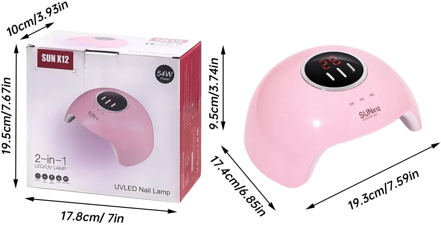 چراغ ال ای دی کوچک و خلاقانه برای ناخن، مناسب خشک کردن سریع لاک ژل، قابل حمل و دارای سنسور برای انگشتان دست و پا، سازگار با دستگاه های کاشت ناخن (صورتی، تک سایز)