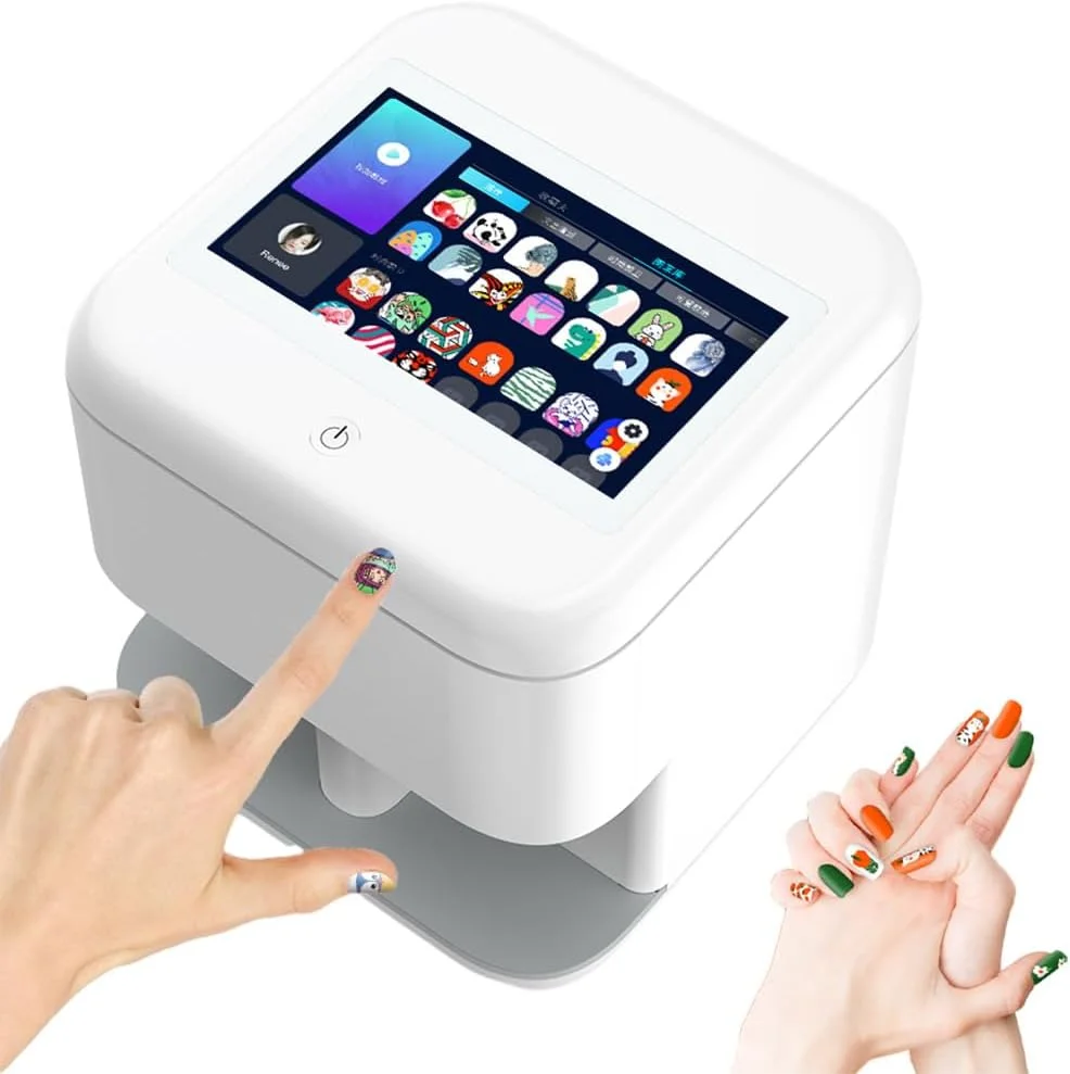 چاپگر هوشمند ناخن، چاپگر سه بعدی طراحی ناخن، تشخیص چهره ناخن با هوش مصنوعی، رزولوشن نمایشگر 1024 X 600 پیکسل، چاپگر دیجیتال موبایل طراحی ناخن، مناسب برای کودکان/سالن ناخن/ناخن کار