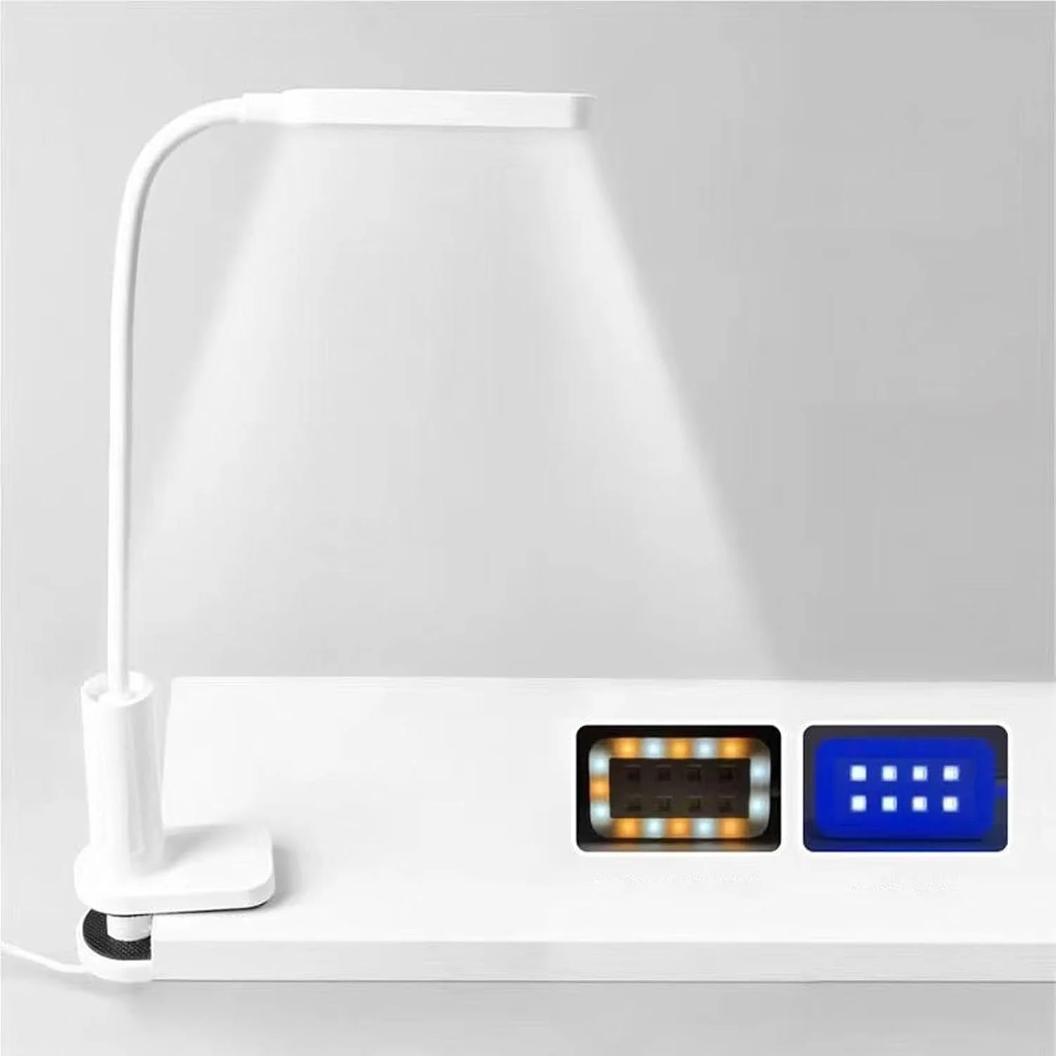 چراغ LED ناخن BROLEO با گیره، شارژ USB 10 واتی، میز طراحی ناخن 2 در 1، نور ملایم، خشک کن LED قابل حمل UV برای مانیکور، مطالعه، ابرو، دفتر، تاتو