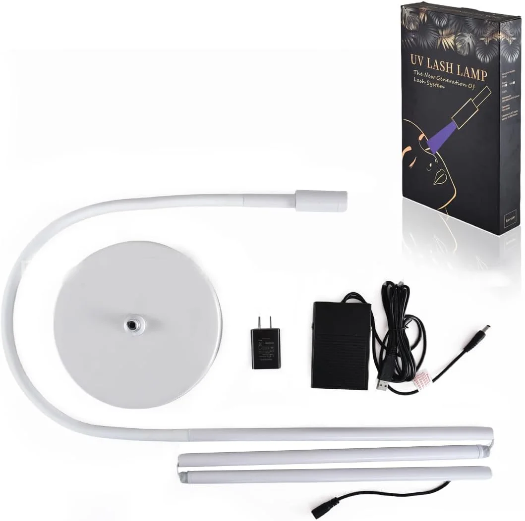 چراغ UV خشک کن ناخن، چراغ ایستاده، چراغ خشک کننده چسب، چراغ گردن غازی با کلید پایی، خشک کردن 2 ثانیه ای، طول موج 395 نانومتر، برای زیبایی، مژه - B