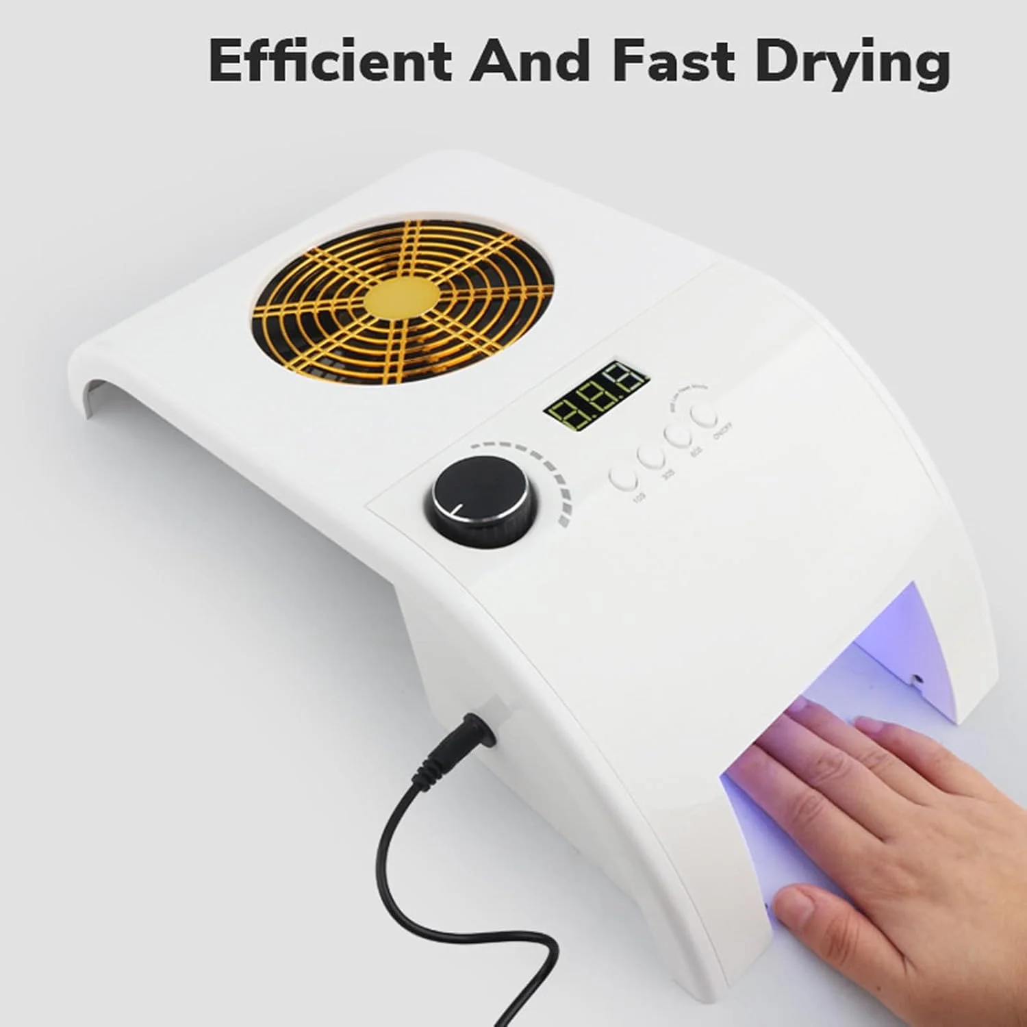 دستگاه مانیکور 3 در 1 با مکنده گرد و غبار ناخن، کنترل سرعت، پولیش و چراغ برای تنظیمات صاف و دریل ناخن (دوشاخه آمریکایی)