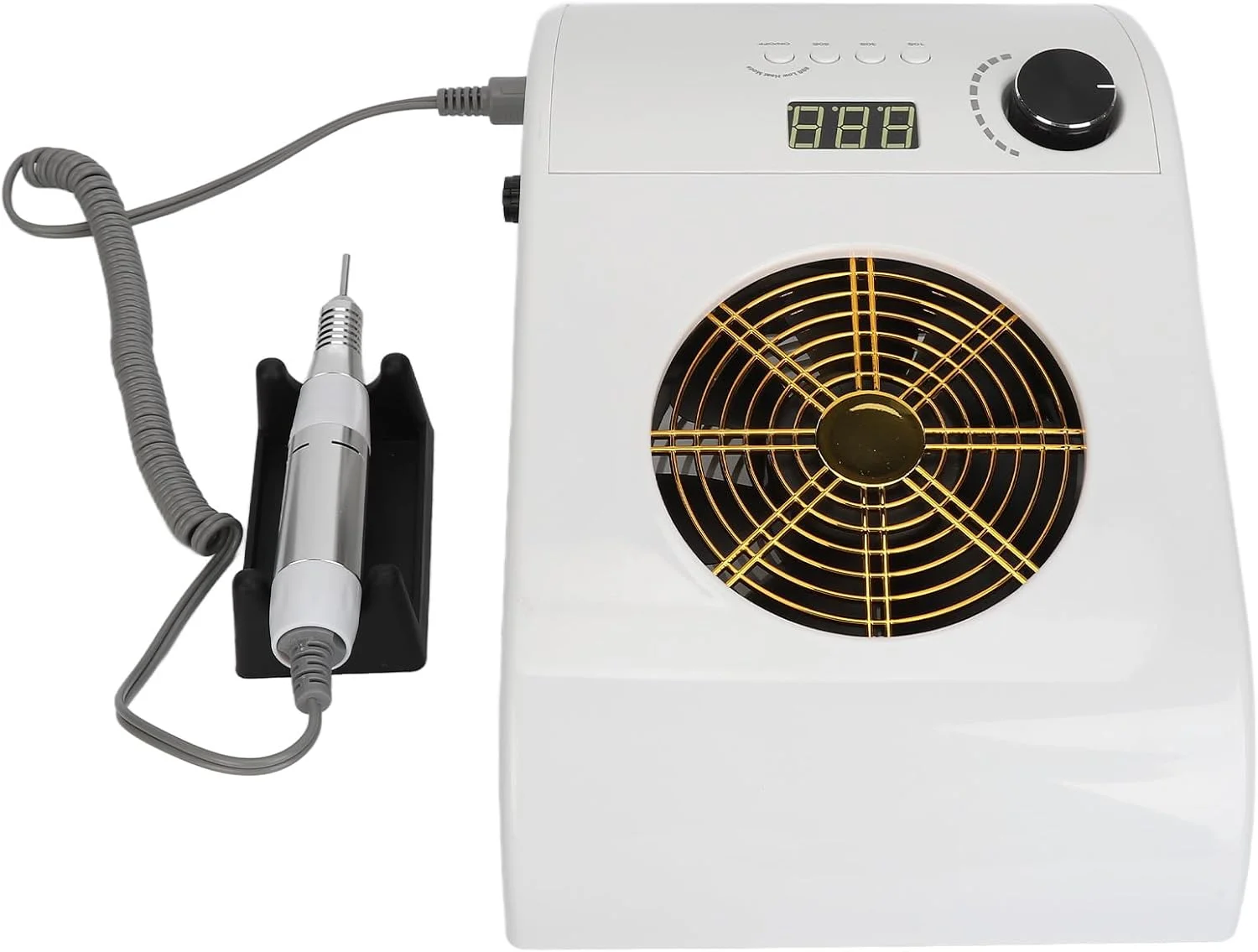 دستگاه مانیکور 3 در 1 با مکنده گرد و غبار ناخن، کنترل سرعت، پولیش و چراغ برای تنظیمات صاف و دریل ناخن (دوشاخه آمریکایی)