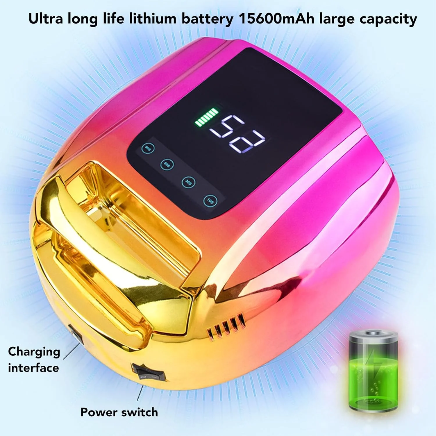 دستگاه خشک کن لاک ناخن UV با 42 لامپ LED و توان 96 وات، دارای سنسور هوشمند و صفحه پایه مغناطیسی جداشدنی