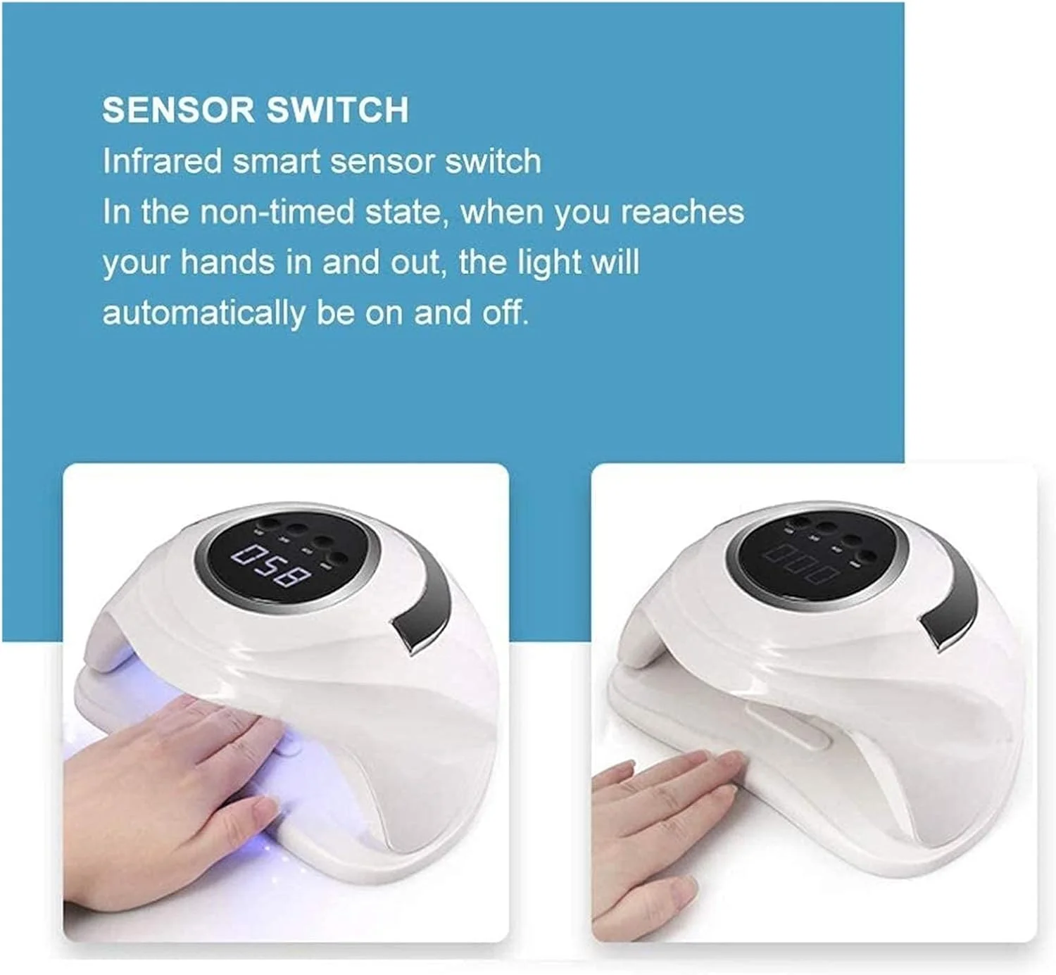 دستگاه خشک کن لاک ناخن LED BREAUX، دستگاه خشک کن لاک ژل ناخن، دستگاه قابل حمل 168 وات، ابزار مانیکور پدیکور با 4 تنظیم تایمر