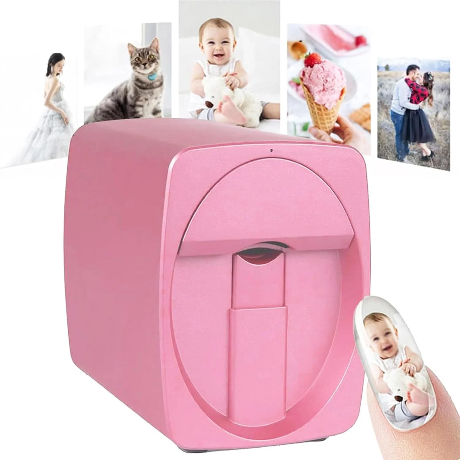 دستگاه چاپ هوشمند طرح ناخن (اپلیکیشن موبایل رایگان) - پشتیبانی از WIFI/DIY/USB، 25 ثانیه - هر طرحی، دستگاه لاک ناخن قابل حمل، برای دوستداران ناخن در خانه و سالن های آرایشی، صورتی