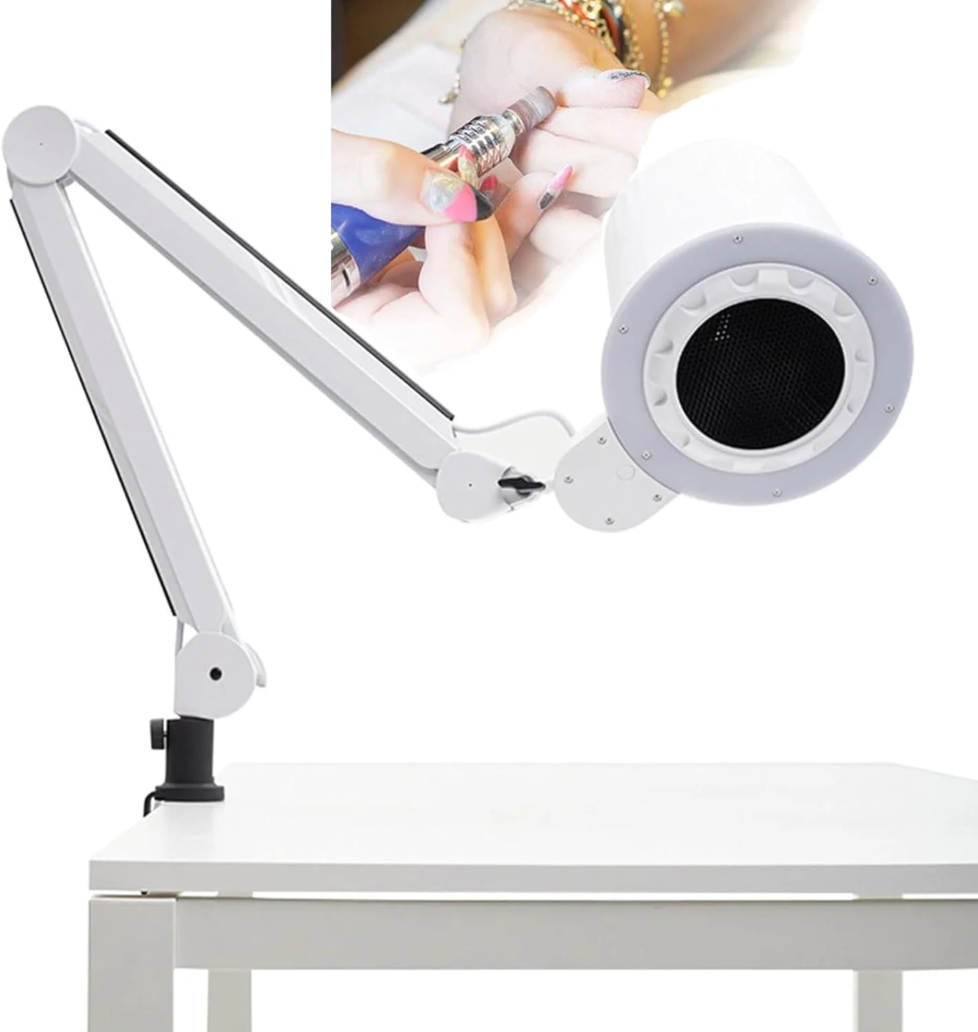 ابزار حرفه ای جمع کننده گرد و غبار ناخن، ابزار تمیز کننده و پولیش برقی مانیکور، با LED دیمر دار داخلی، فیلتر قابل تعویض و پایه رومیزی جهانی، برای مانیکور سالن یا منزل ابزار حرفه ای جمع کننده گرد و غبار ناخن، ابزار تمیز کننده و پولیش برقی مانیکور، با LED دیمر دار داخلی، فیلتر قابل تعویض و پایه رومیزی جهانی، برای مانیکور سالن یا منزل