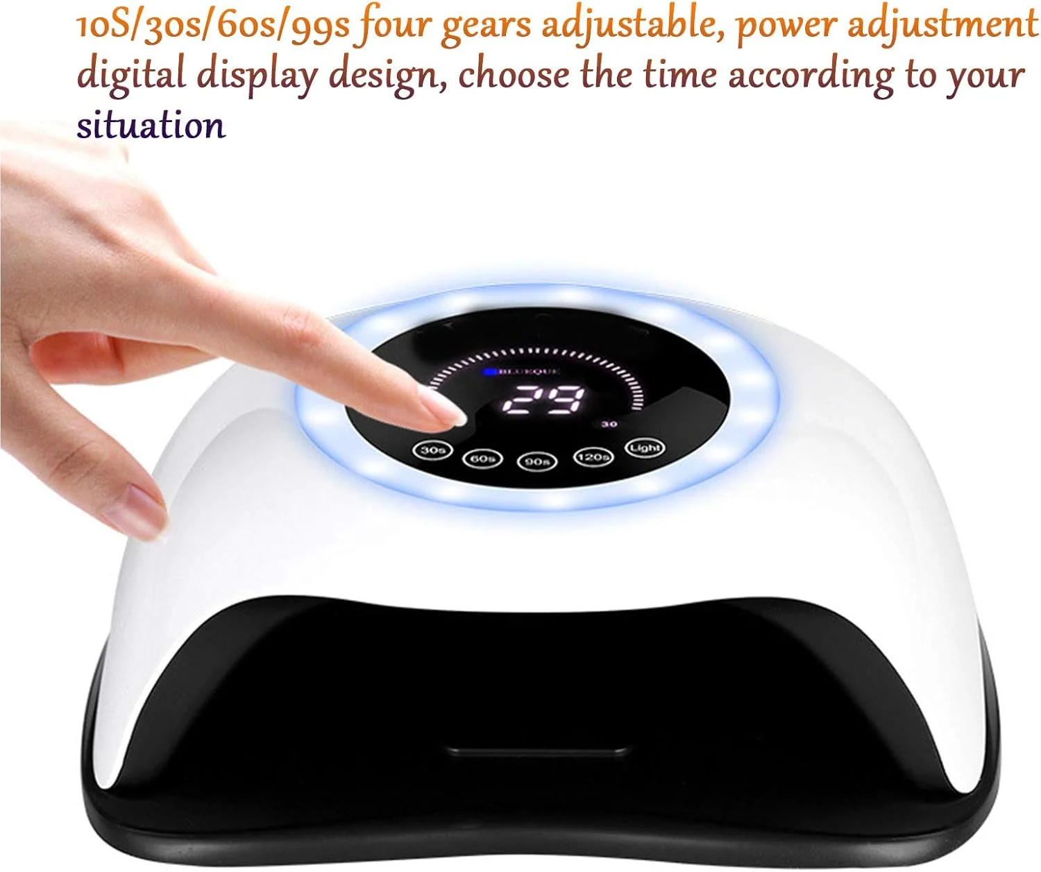 دستگاه خشک کن لاک ناخن 168 وات با حلقه چراغ ال ای دی هفت رنگ، ابزار مانیکور، صورتی دستگاه خشک کن لاک ناخن 168 وات با حلقه چراغ ال ای دی هفت رنگ، ابزار مانیکور، صورتی