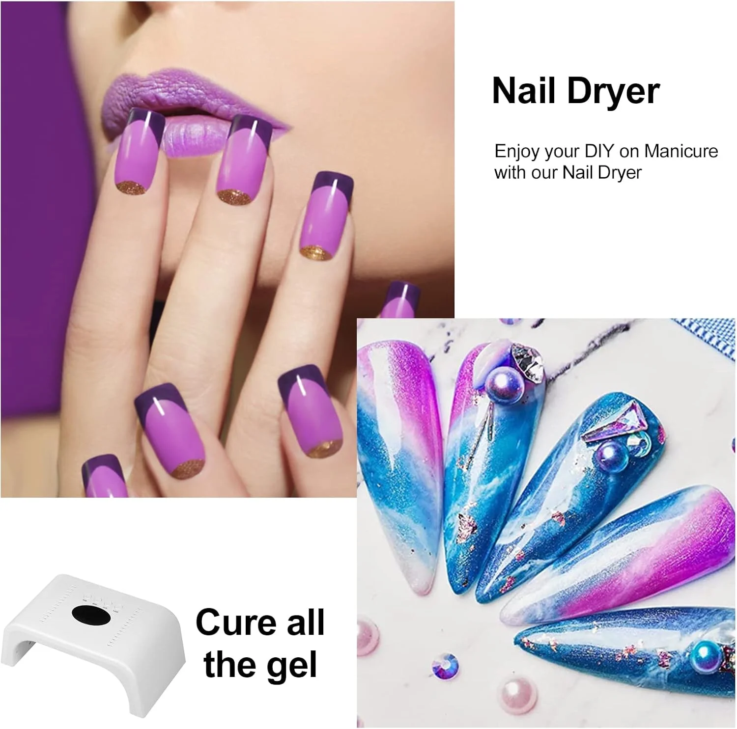 دستگاه خشک کن لاک ناخن LED پپیسکی 36 وات با صفحه نمایش LED و 4 تایمر، خشک کننده سریع ناخن برای مانیکور و پدیکور