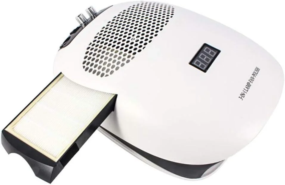 دستگاه مانیکور پدیکور حرفه ای با صفحه لمسی، لامپ ناخن UV LED 140 وات 3 در 1، جاروبرقی و جمع کننده گرد و غبار ناخن و دریل ناخن 40 وات با قدرت مکش بالا، سفید