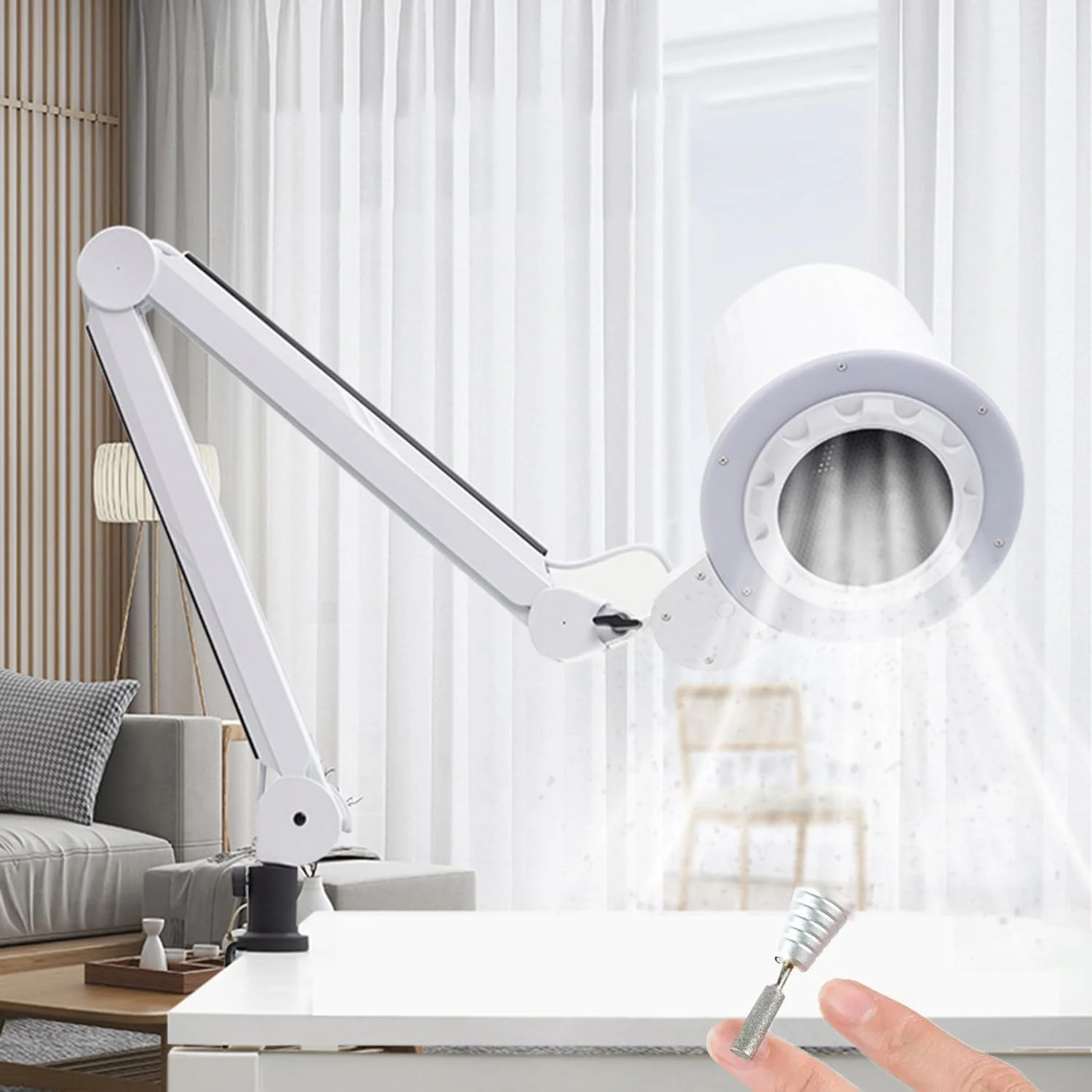 Nail Tech Dust Collector With 3 Color Mode LED lighting, Super Suction Power, Any Angle Adjustment, Multi-Stage Speed Regulation, Low Noise