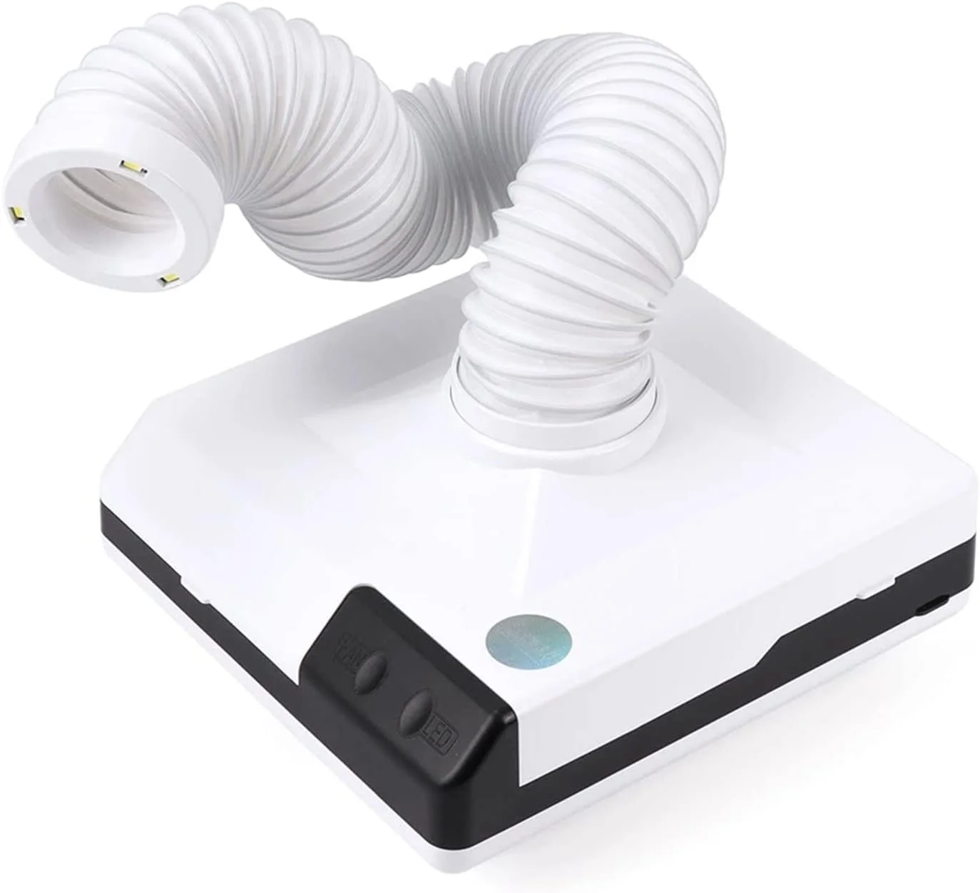 60W Portable Nail Dust Extractor, Nail Grinding Polishing Dust Suction Fan, with Retractable Suction Tube, Fan and LED, for Salon Nail Art Equipment