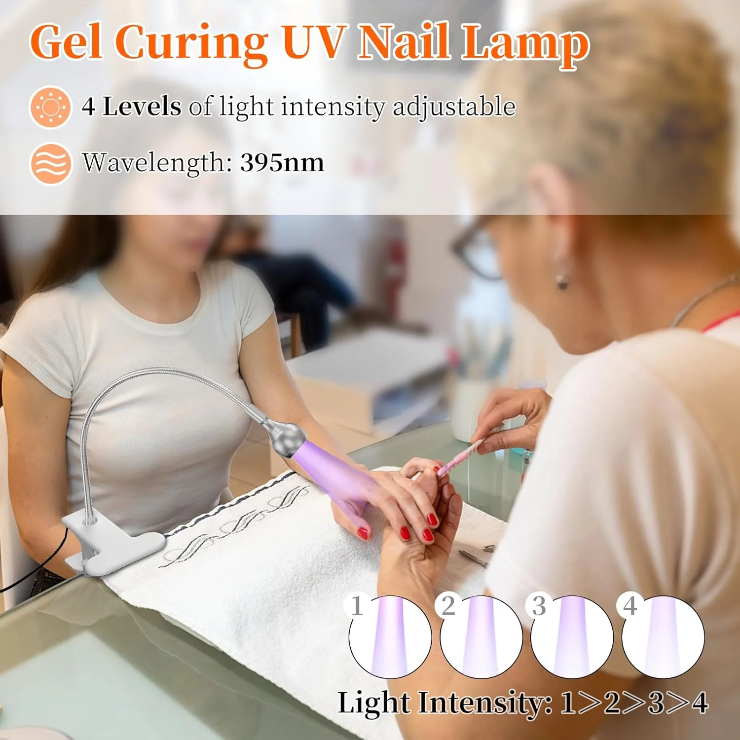 چراغ UV کوچک Fawoonu برای خشک کردن چسب مانیکور، نور بنفش با گیره کتابی و کنترل 3 وات، لامپ USB چند منظوره