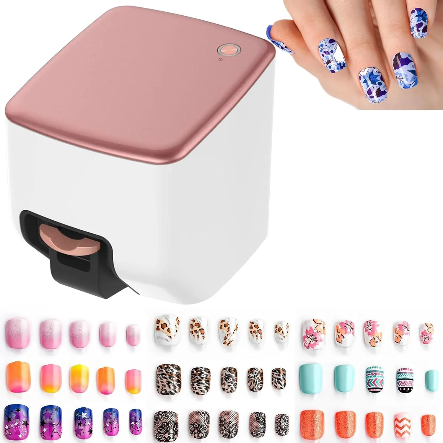 دستگاه چاپ ناخن دیجیتال موبایل، دستگاه چاپگر هوشمند سه بعدی ناخن، دستگاه مینی قابل حمل طراحی ناخن با کنترل از طریق اپلیکیشن موبایل رایگان، پشتیبانی از WiFi/DIY/Usb، مناسب برای طراحی ناخن دختران در خانه