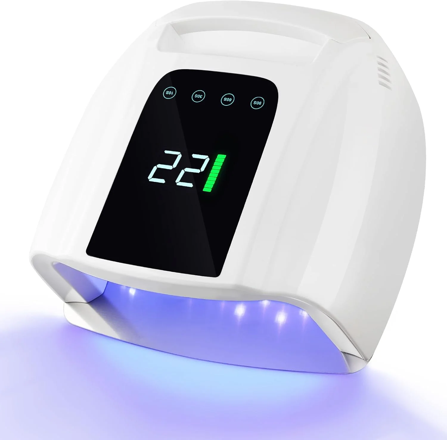 دستگاه خشک کن لاک ناخن یو وی ال ای دی شارژی، 96 وات، بی سیم، چراغ خشک کننده لاک ژل یو وی با 42 لامپ ال سی دی، سنسور هوشمند و 4 تنظیمات تایمر