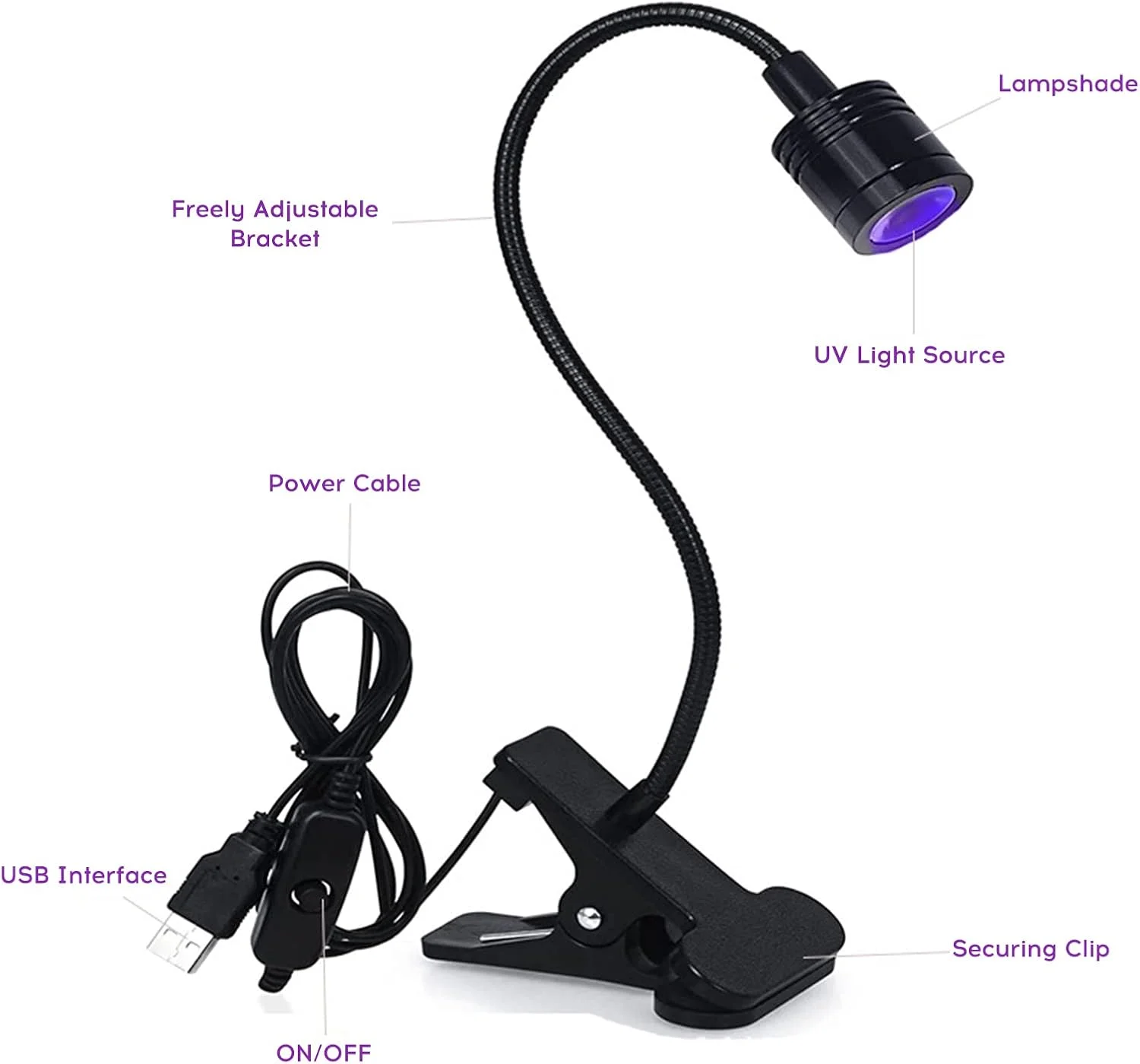 چراغ UV ناخن Pepisky، خشک کن ناخن، گیره چراغ رومیزی انعطاف پذیر برای مانیکور ناخن، دستگاه زمان بندی ژل UV