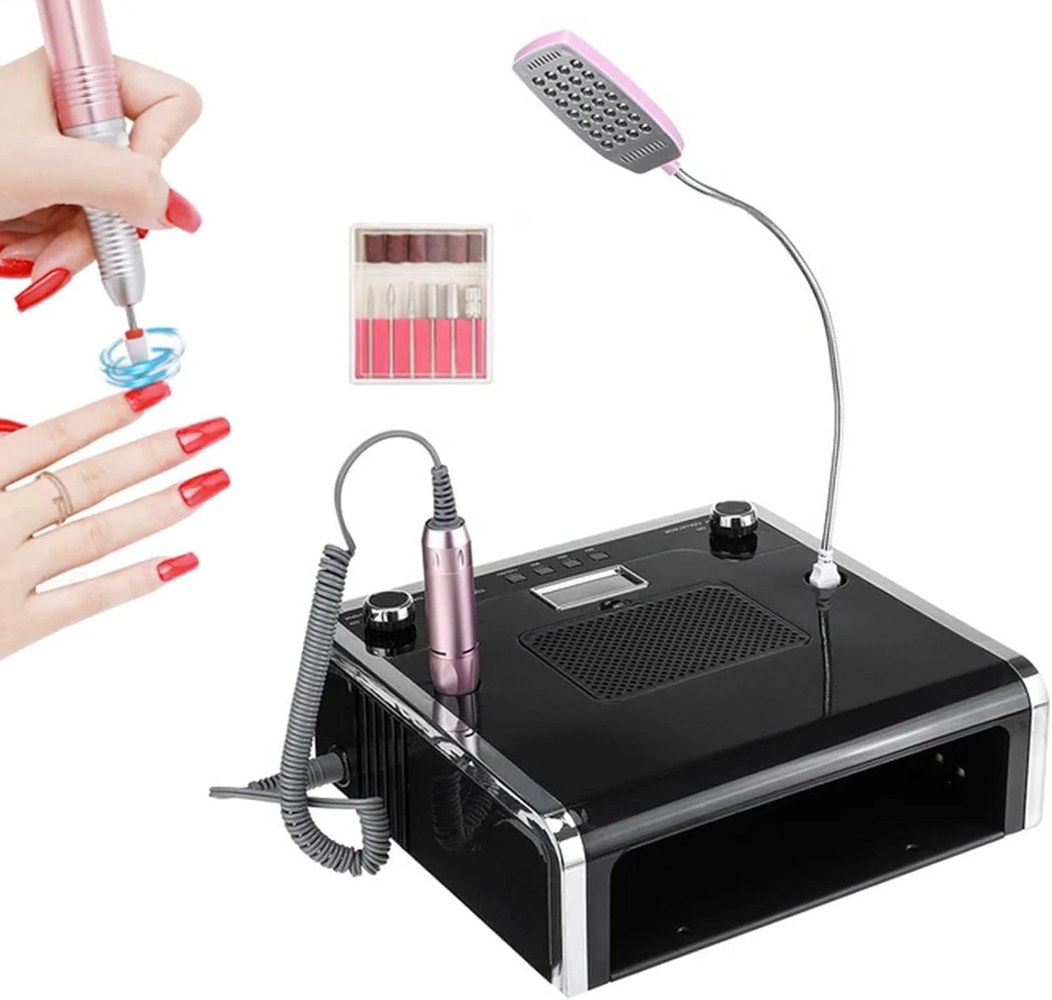 دستگاه ۴ در ۱ طراحی ناخن، دستگاه برقی قابل حمل، خشک کن لاک ناخن، کیت حرفه ای و کم صدا