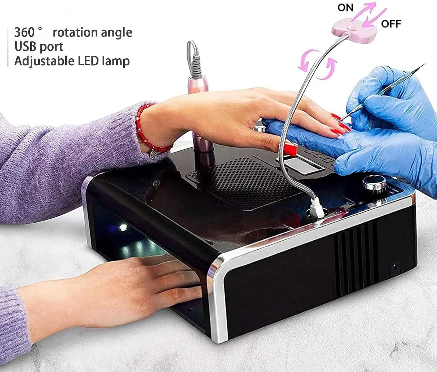 دستگاه ۴ در ۱ طراحی ناخن، دستگاه برقی قابل حمل، خشک کن لاک ناخن، کیت حرفه ای و کم صدا